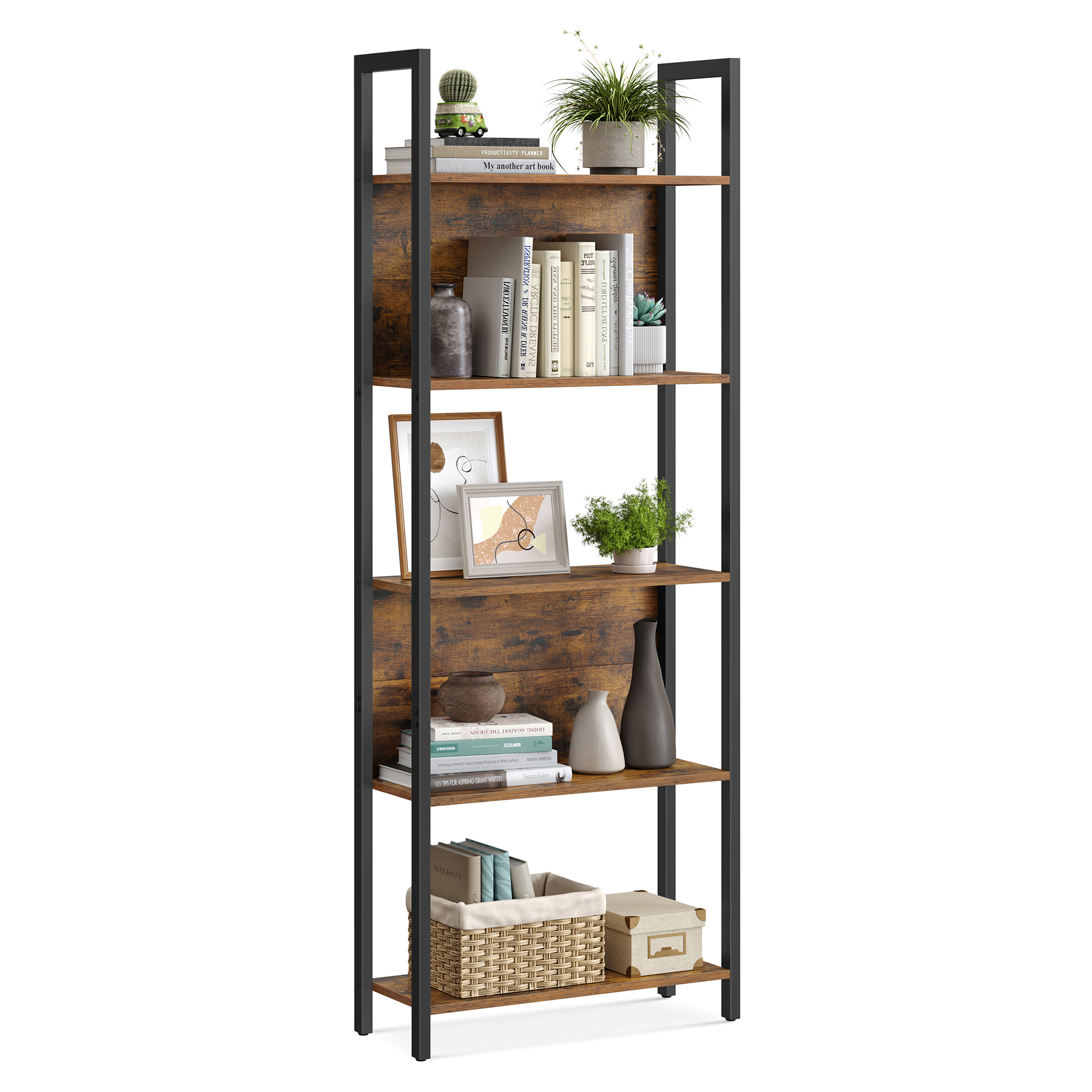 VASAGLE 5 Tier Bookshelf, Free Standing Bookcase Storage Organizer