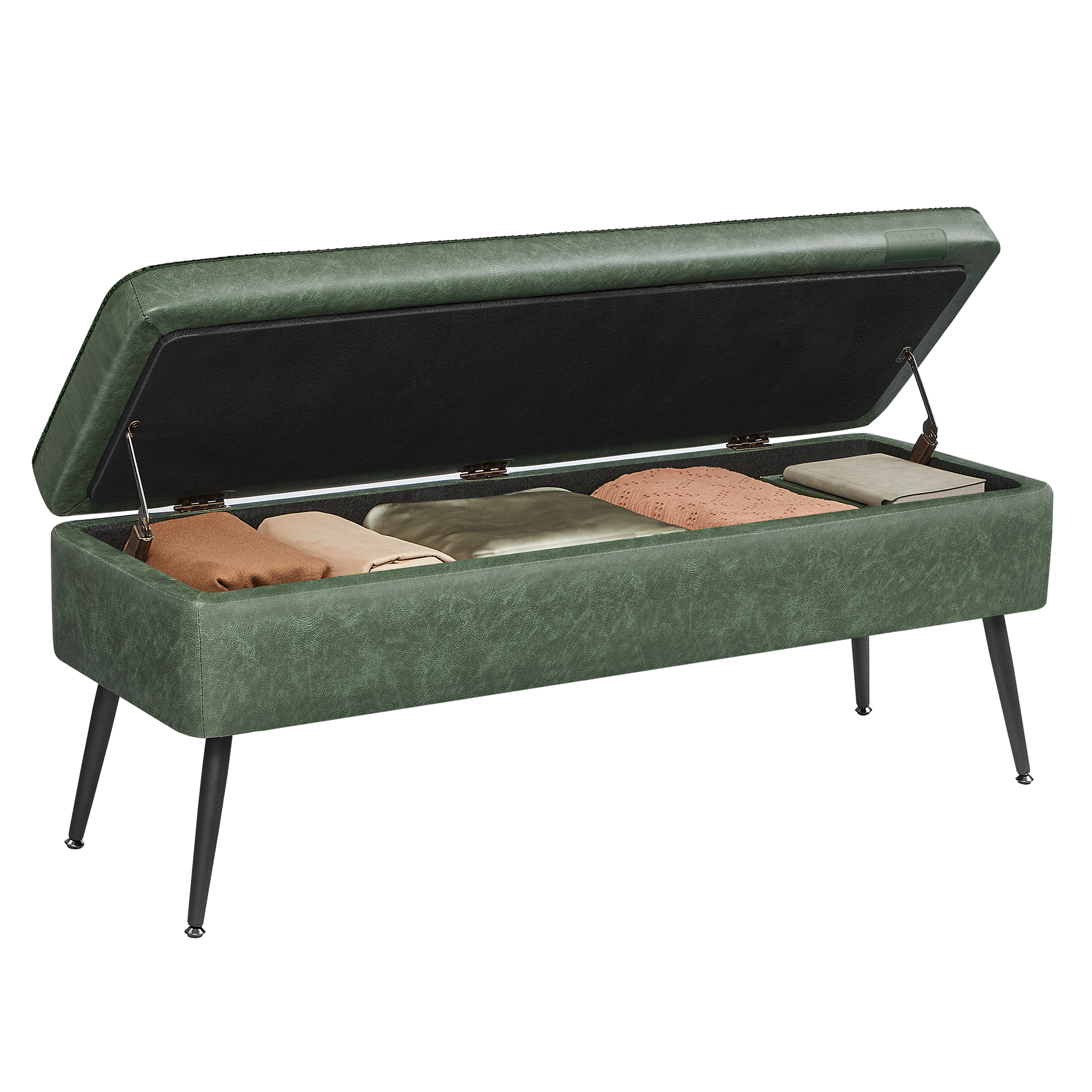VASAGLE Storage Ottoman Bench With Stitching, PU Leather, Entryway Bedroom
