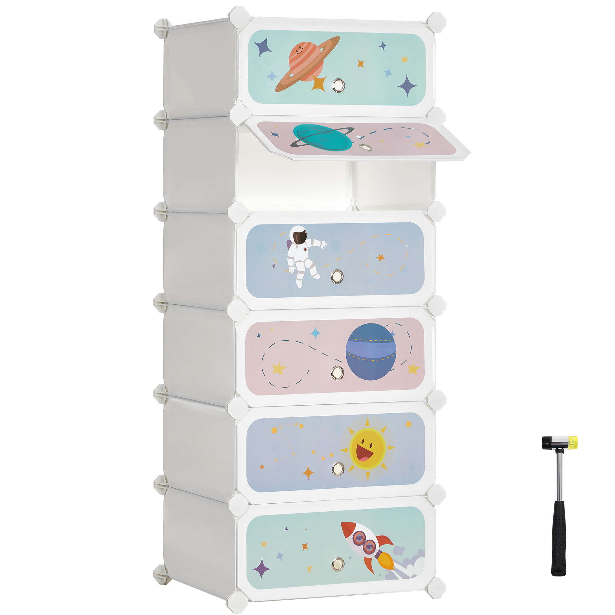 SONGMICS Kids' Shoe Rack With Doors, 6-Slot Stackable Storage Organizer