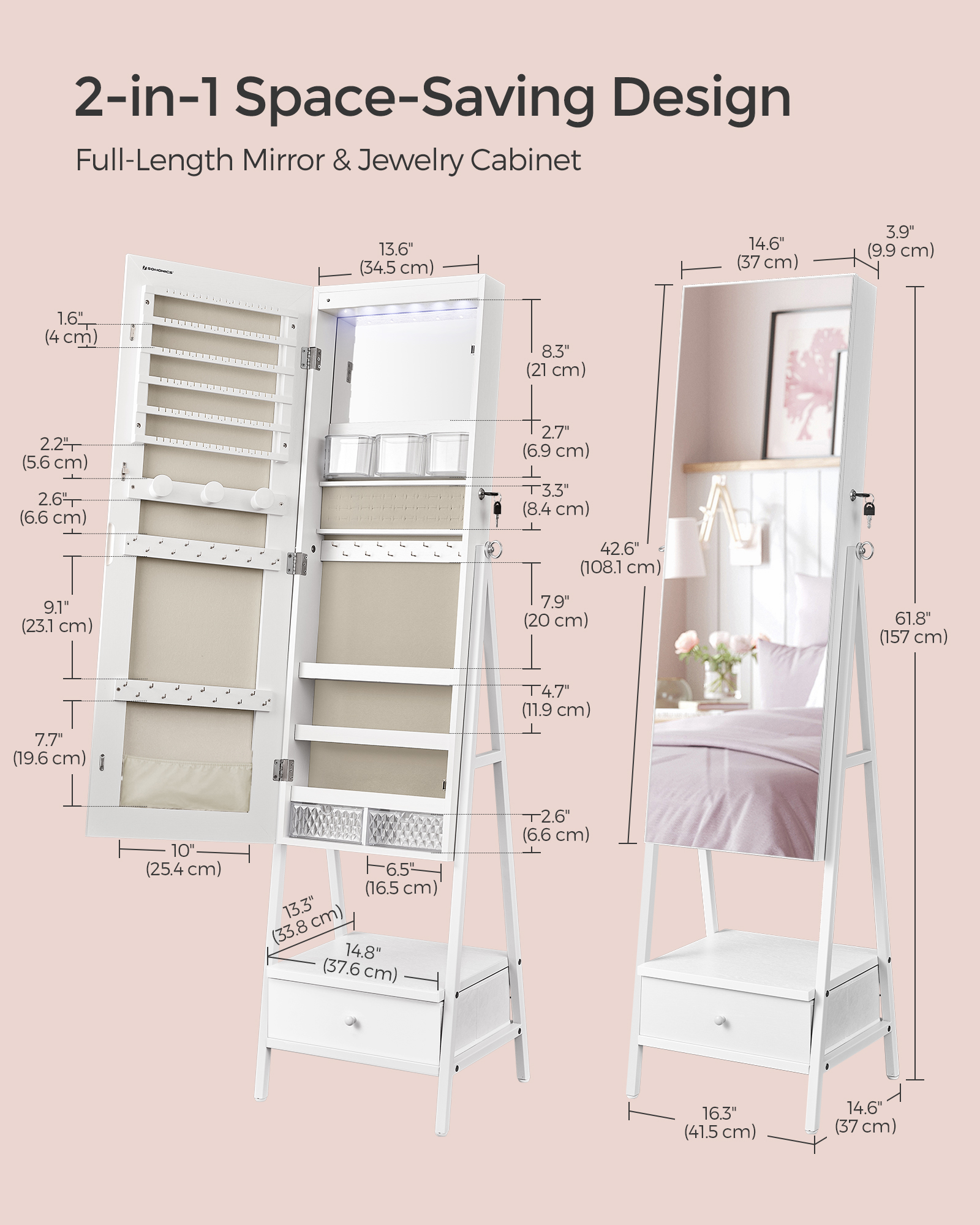 Lockable Jewelry Cabinet Armoire, picture 2 of 5