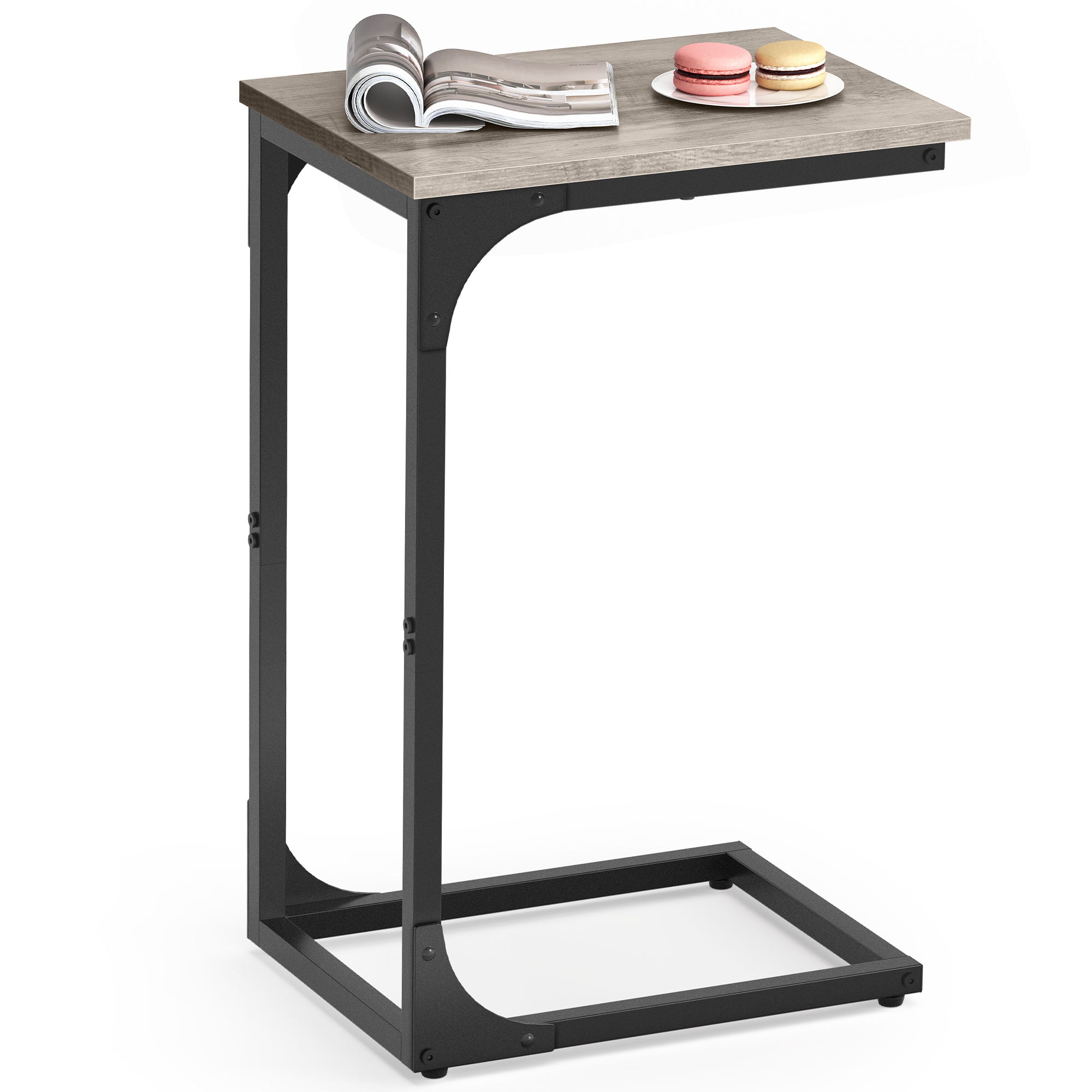 VASAGLE C-Shaped End Table, Small Sofa Side Table With Metal Frame