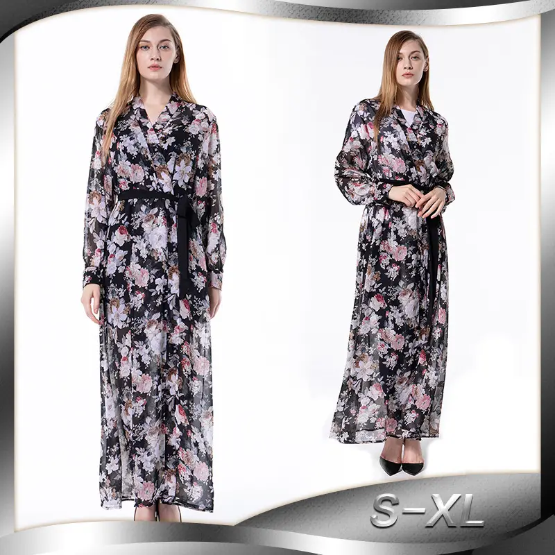 European And American Fashion Thin Loose Chiffon Long-sleeved Cardigan Robe