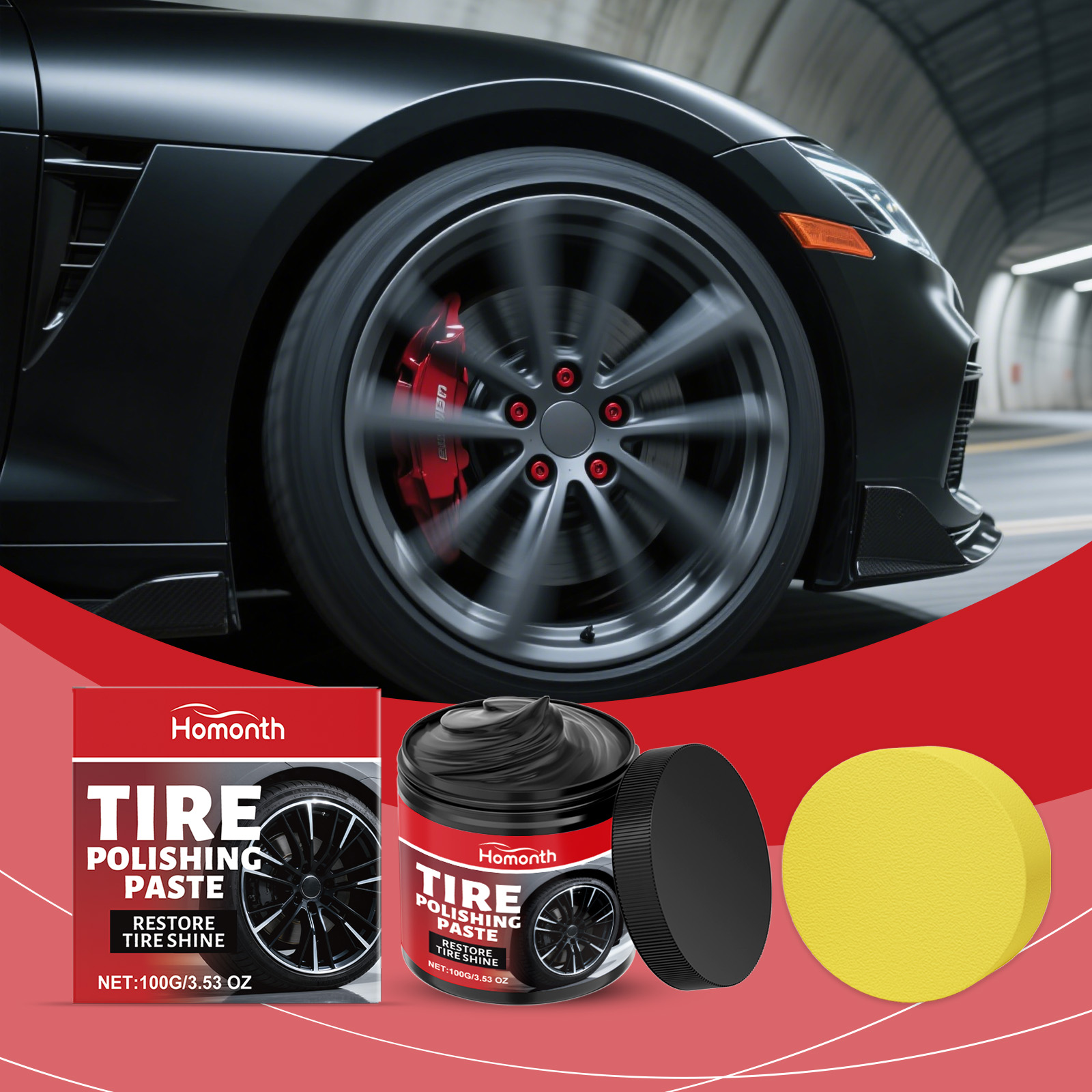 Tire Polish Cream, Tire Restorer Anti-Crack Gloss Shine Care Balm 4