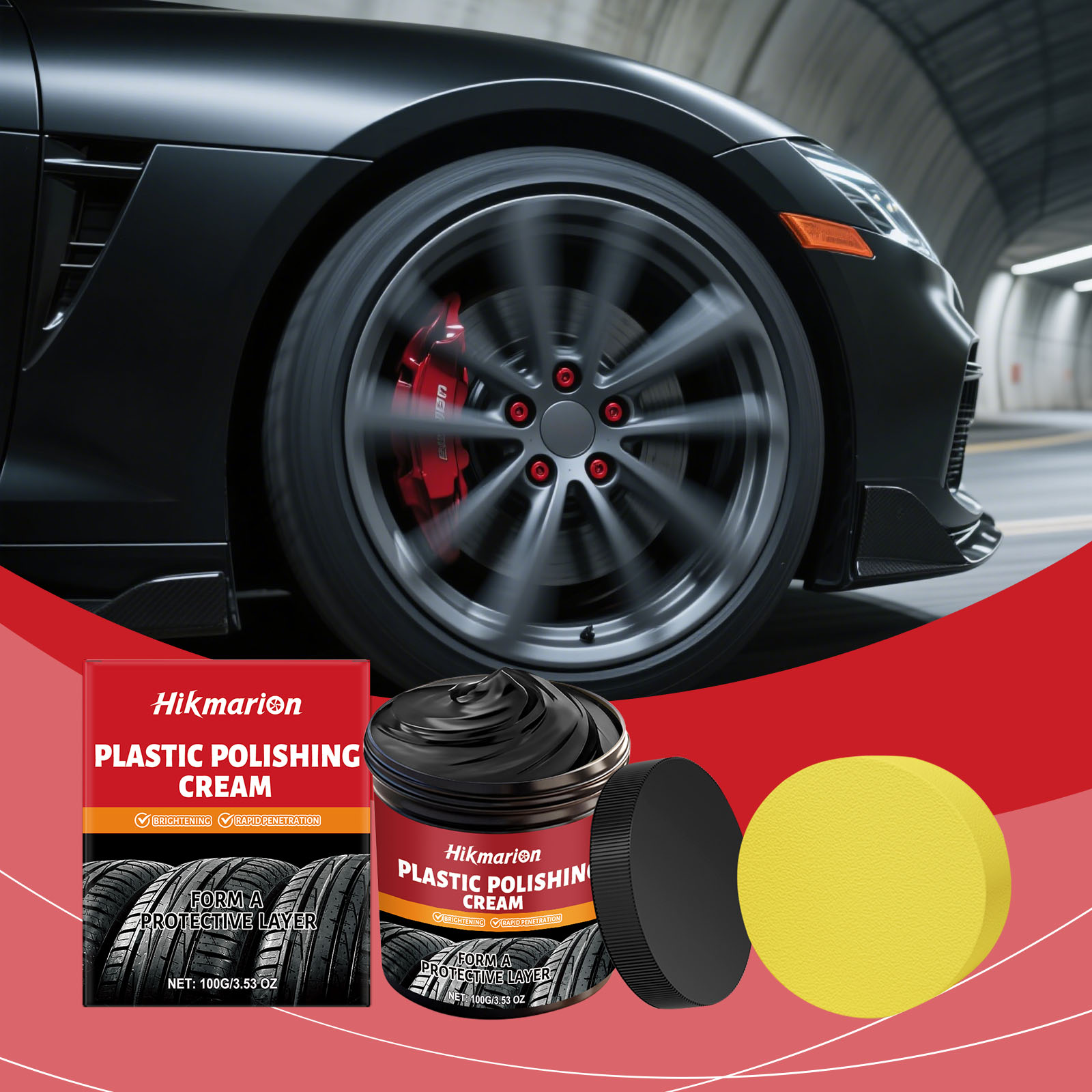 Plastic Polish Cream, Car Trim Tire Restoration Cleaning Gloss Care Balm 3