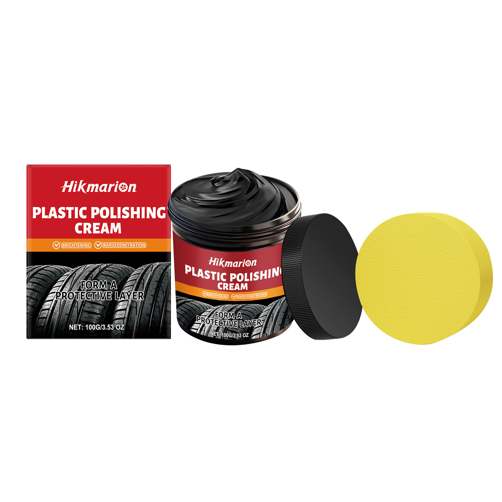 Plastic Polish Cream, Car Trim Tire Restoration Cleaning Gloss Care Balm 5