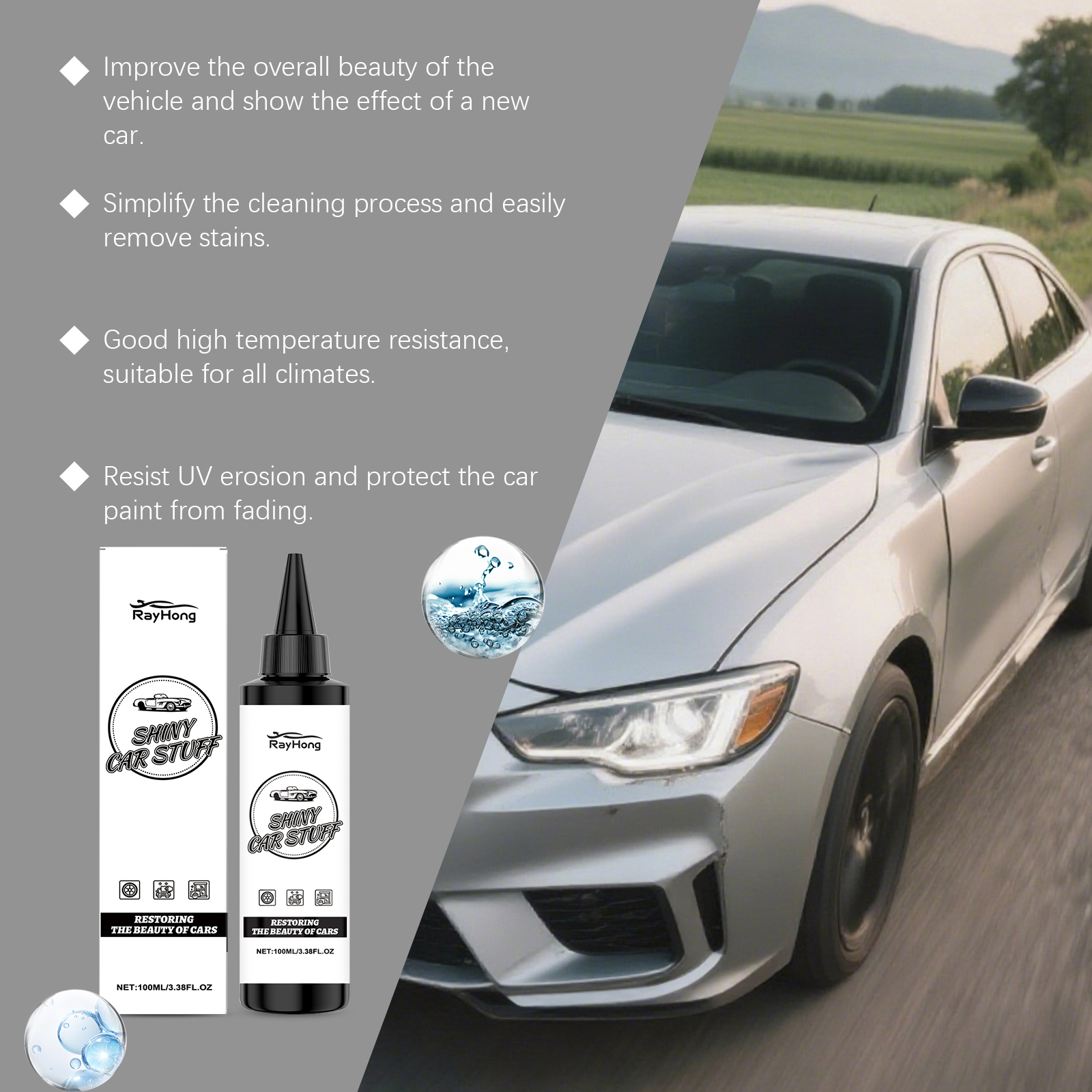 Car Coating Agent, UV Protection Waterproof Mirror Shine Paint Sealant 3