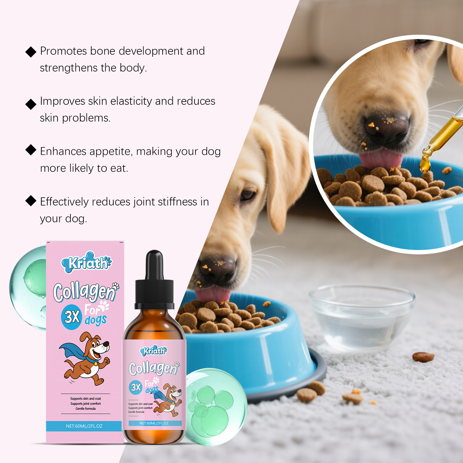 Kriath Pet Nutritional Drops - Gentle Formula For Coat And Skin Care, A Supplement To Main Dog Food — foto 3