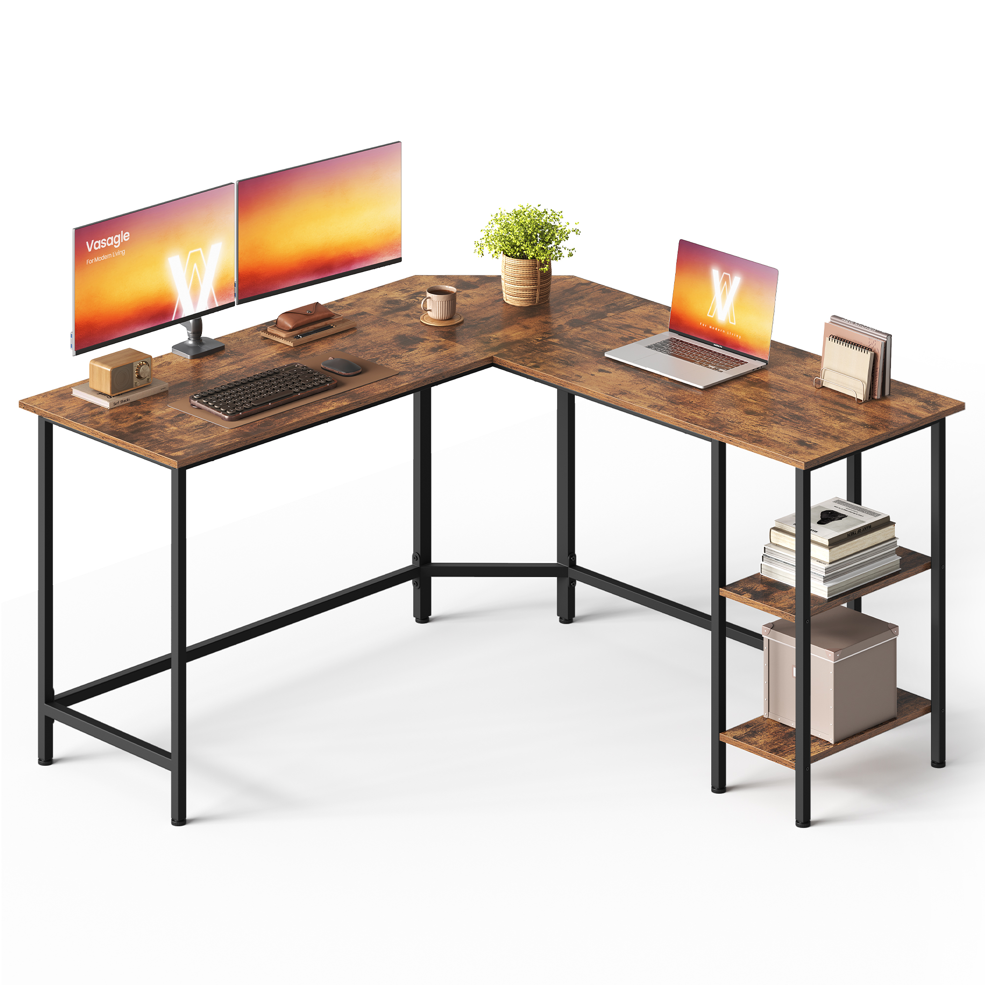 Vasagle L-Shaped Computer Desk, 54 Inch Gaming Desk, Space-Saving