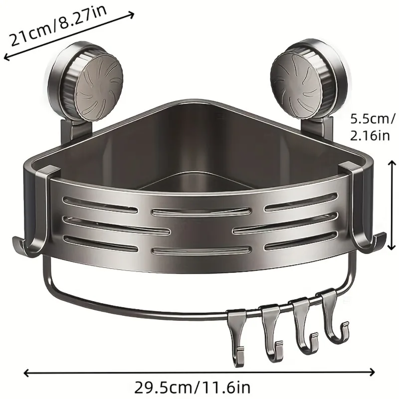 Triangular Space-Saving Suction Cup Bathroom Storage Shelf No Drilling Required — image 2
