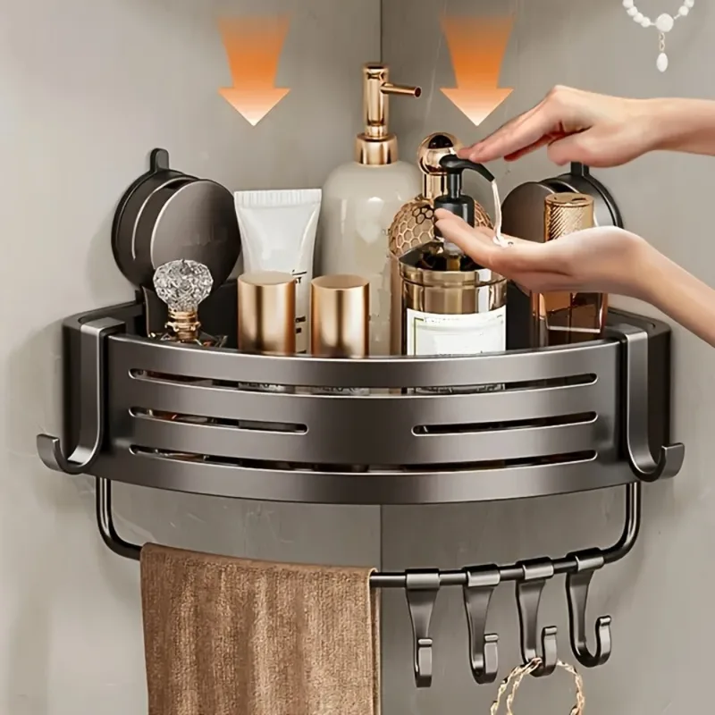 Triangular Space-Saving Suction Cup Bathroom Storage Shelf No Drilling Required — image 4