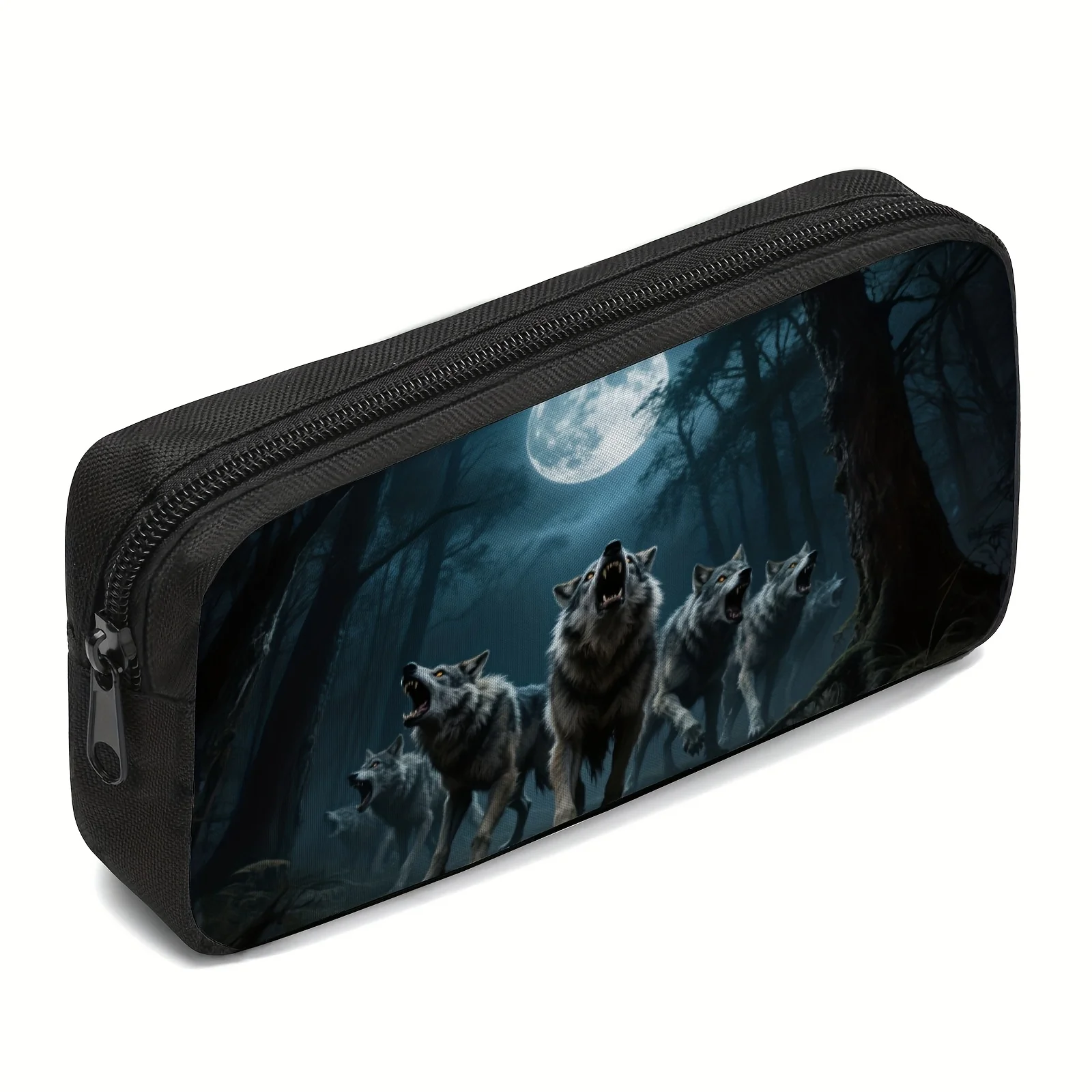 Pencil Case Halloween Night Wolf Pattern Portable Stationery Storage Pouch Stationery Pouch Bag For School And Office Sturdy 2
