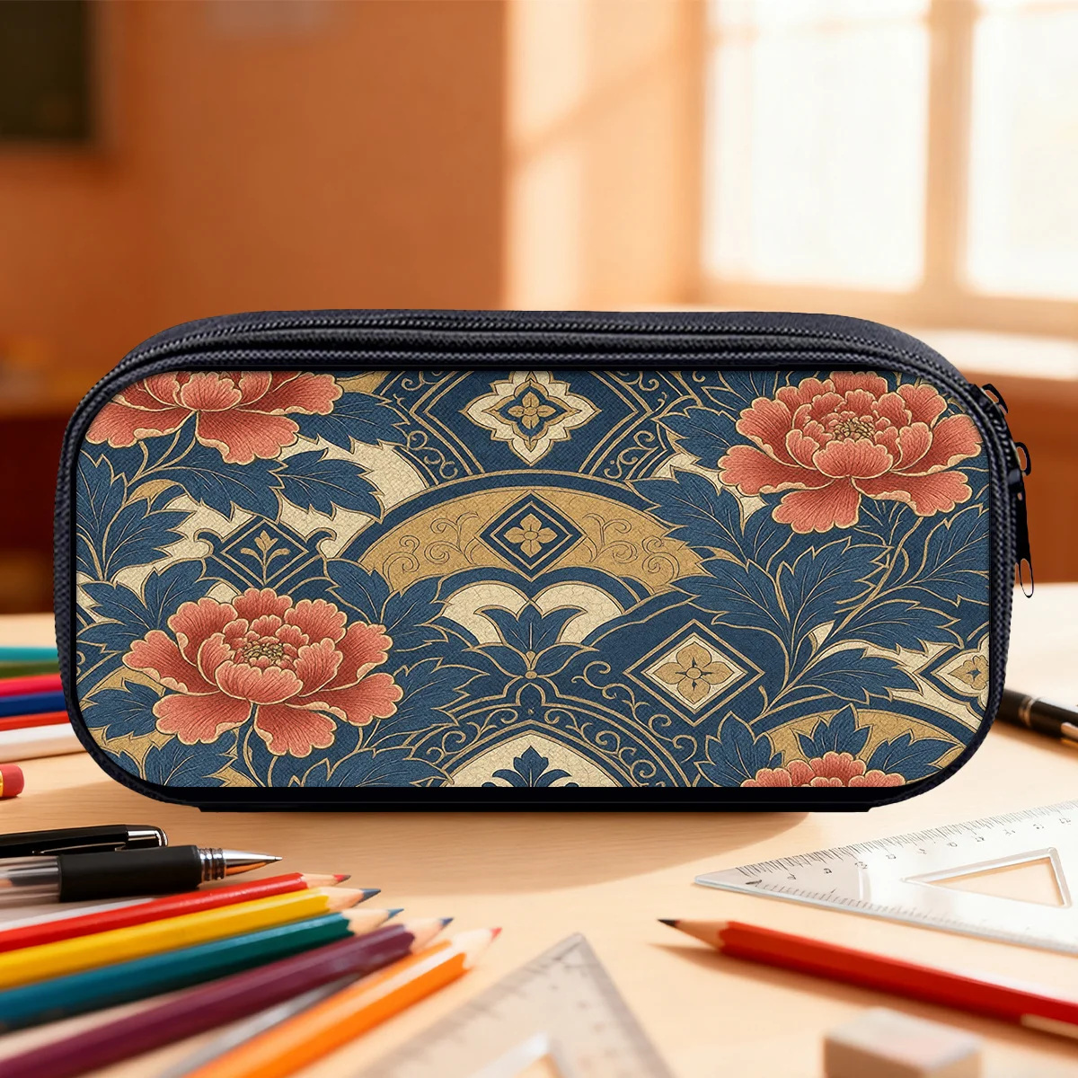 Canvas Zipper Pencil Bag, Portable Pen Storage Pouch, Practical Stationery Organizer For Daily Work And Outdoor Carrying