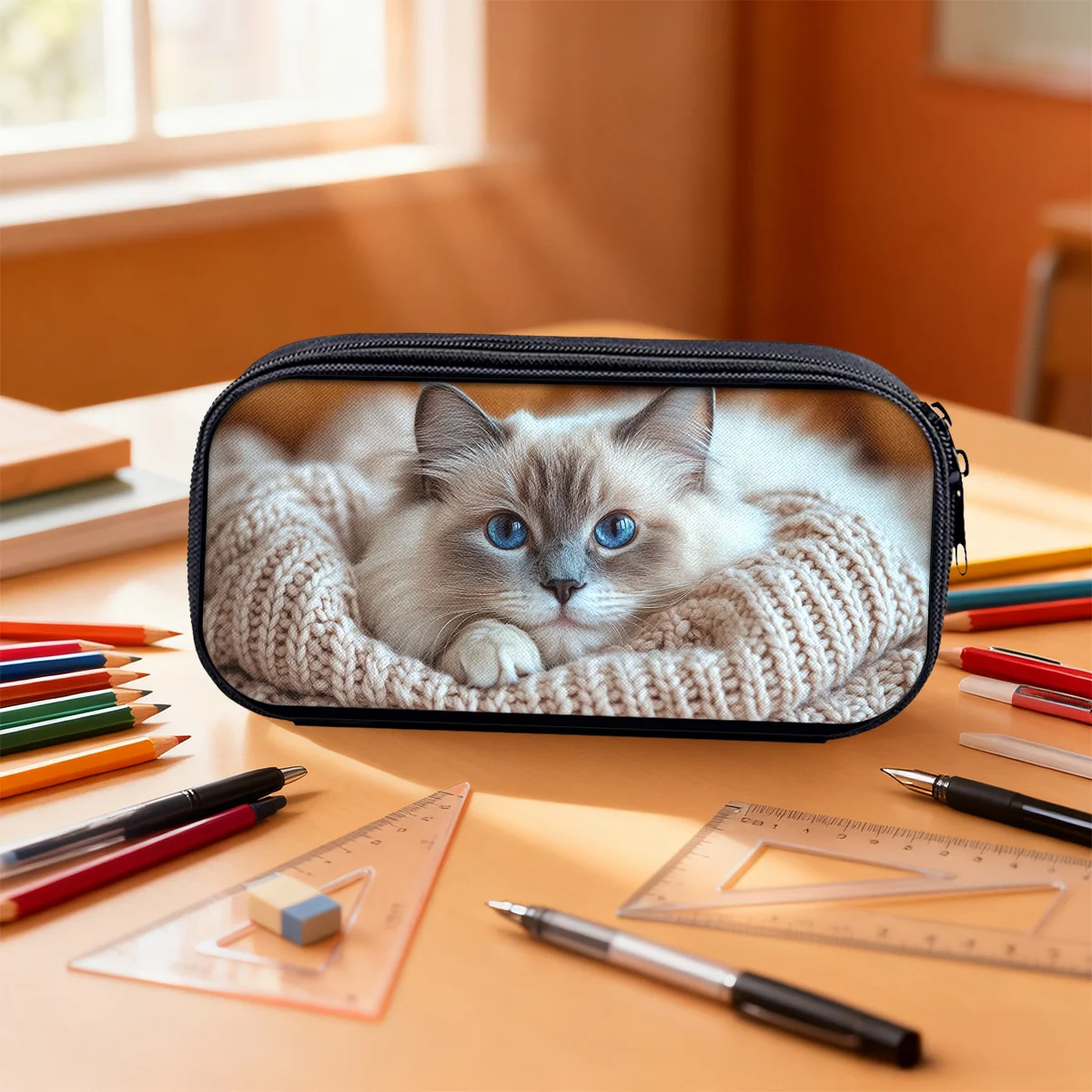 Pencil Bag Pouch Storing Pens And Pencils, Zippered Case Stationary Organization High Quality Materials Making It An Ideal Gift 3