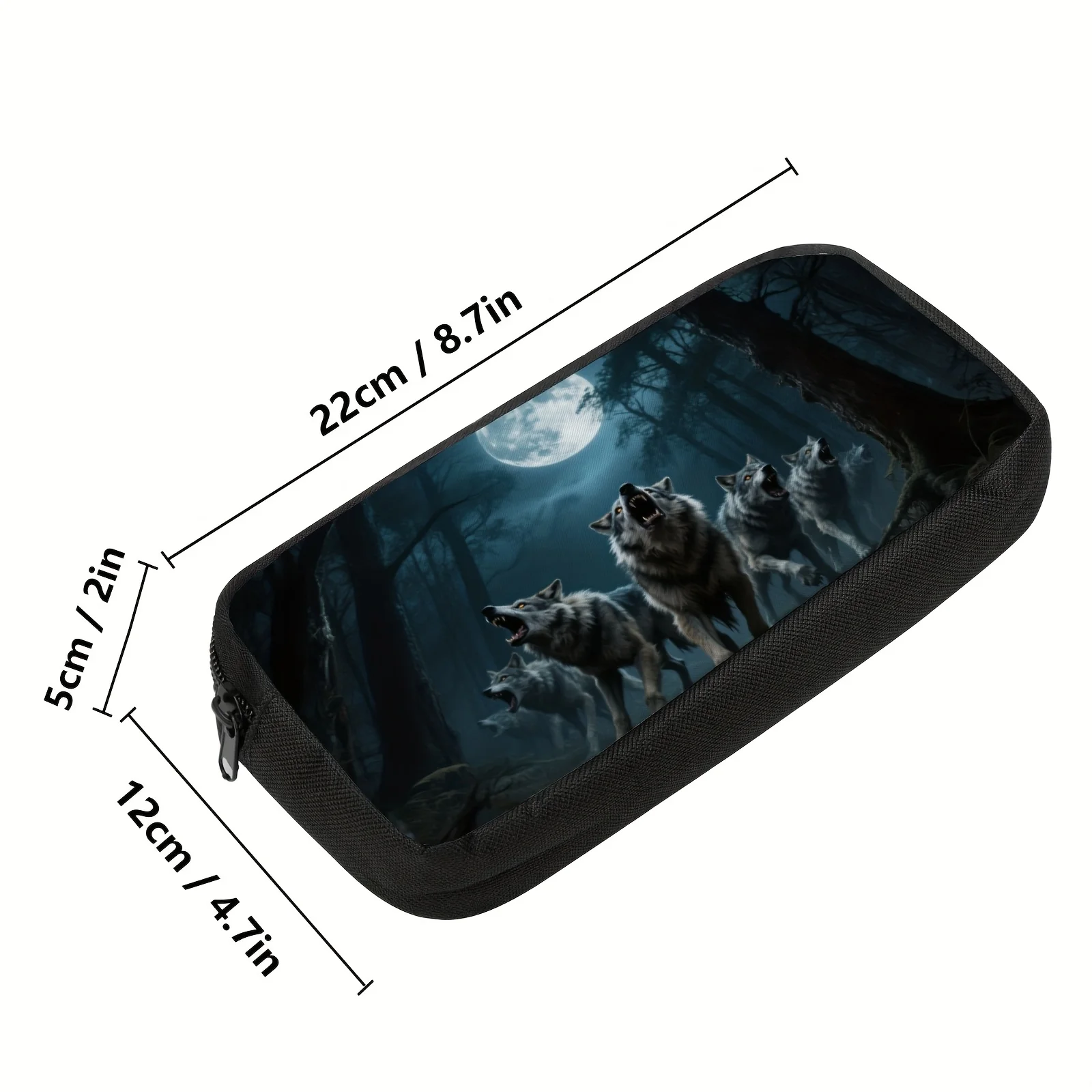 Pencil Case Halloween Night Wolf Pattern Portable Stationery Storage Pouch Stationery Pouch Bag For School And Office Sturdy 3