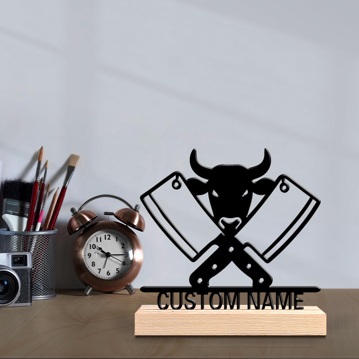Personalized Custom Kitchenware Metal Statue With Wooden Base