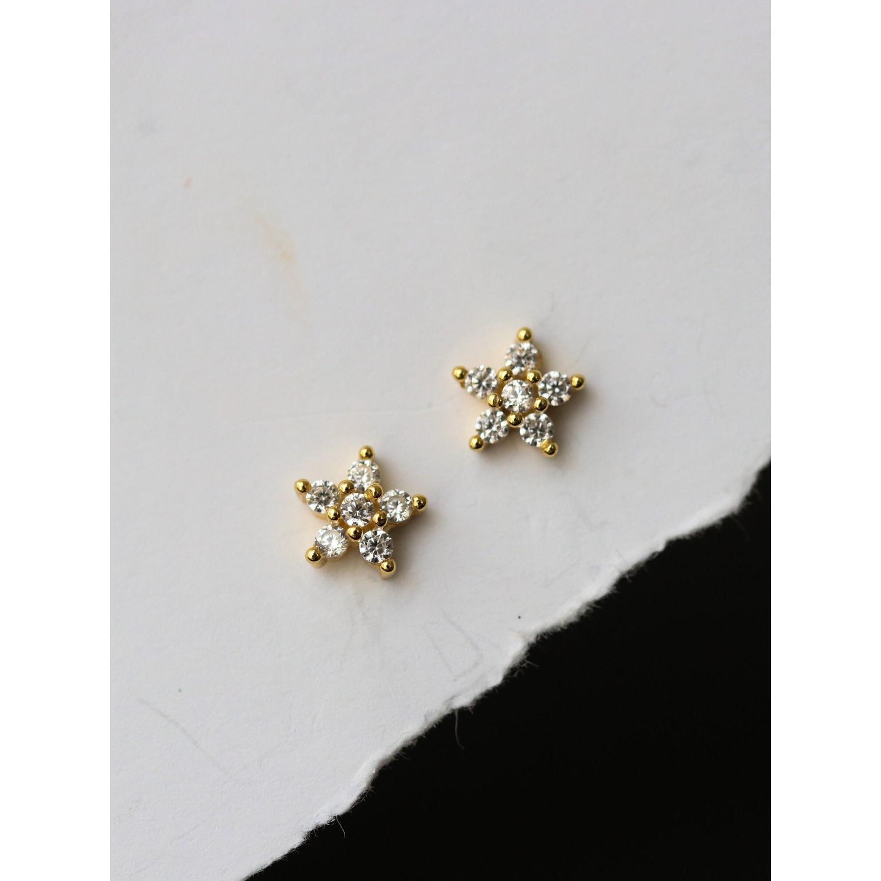 1 pereche de cercei din zirconiu placat cu aur, cercei Dainty Sparkling Star, accesorii pentru bijuterii de modă pentru femei
