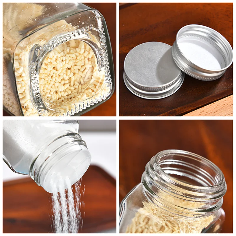 12pc 120ml Glass Spice Bottle Jars Set, Transparent