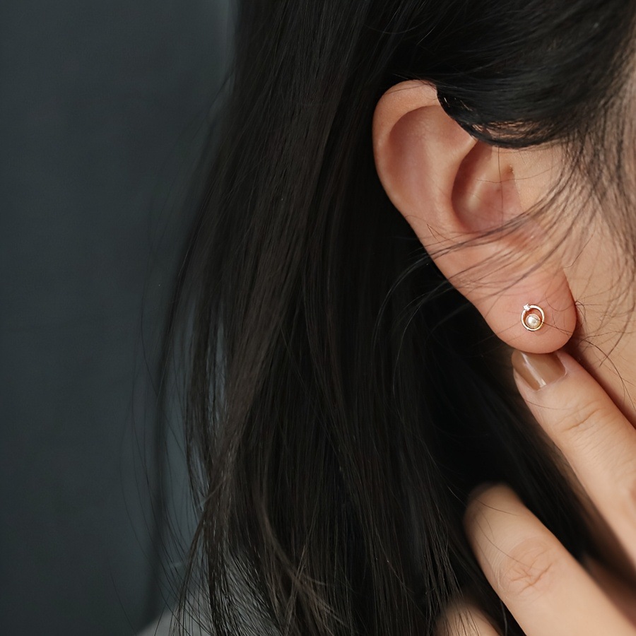 Mini Gold Ring Zircon Stud Earrings