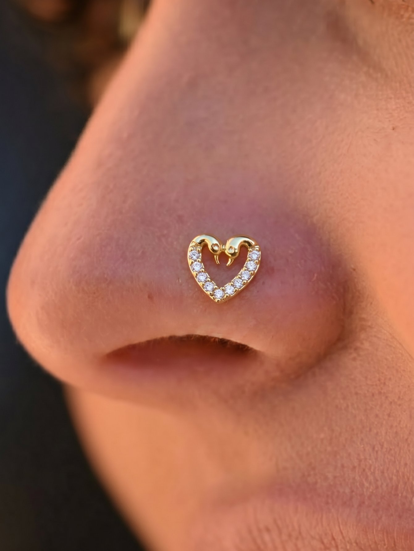 Swan Heart Hollow Zircon Stud Earrings