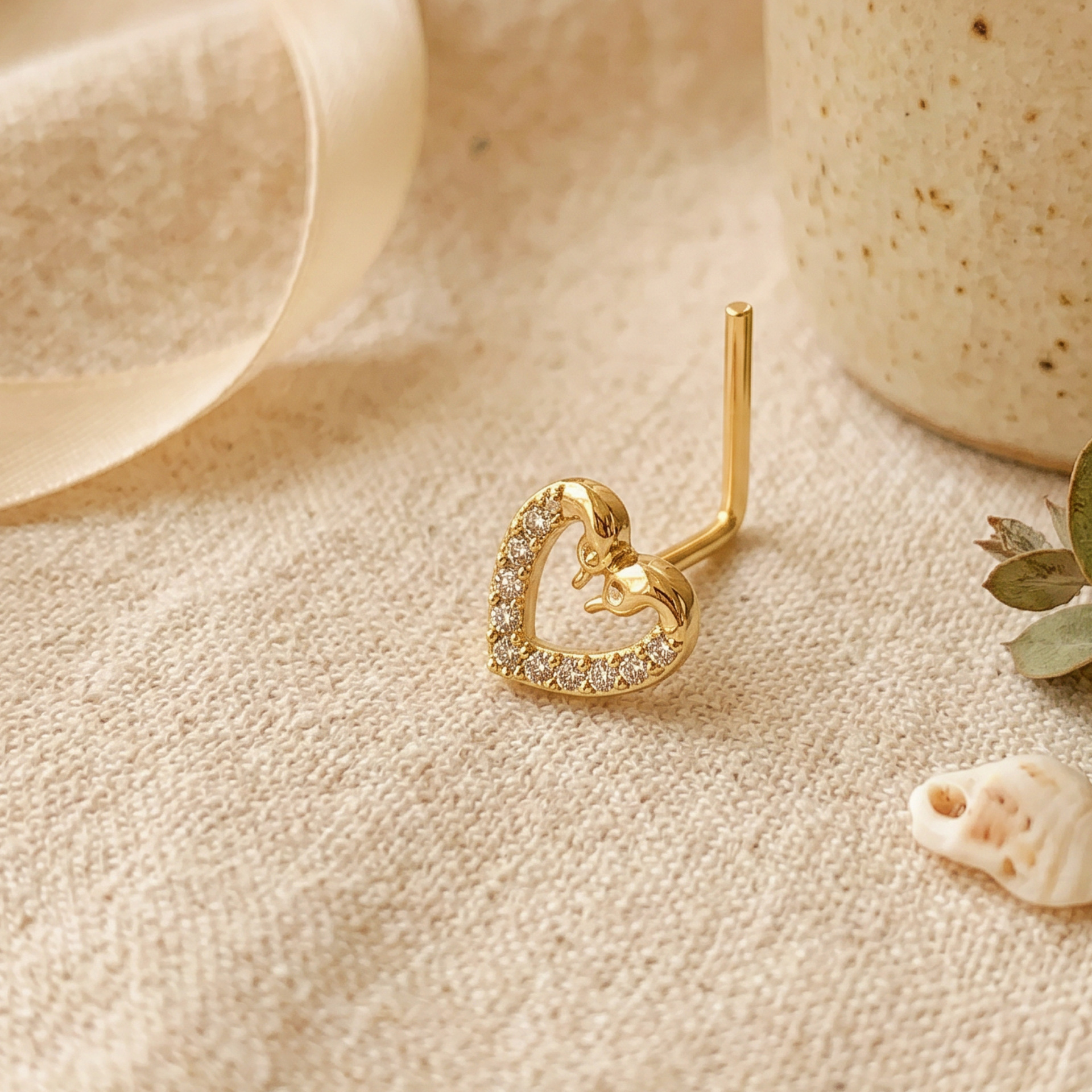 Swan Heart Hollow Zircon Stud Earrings