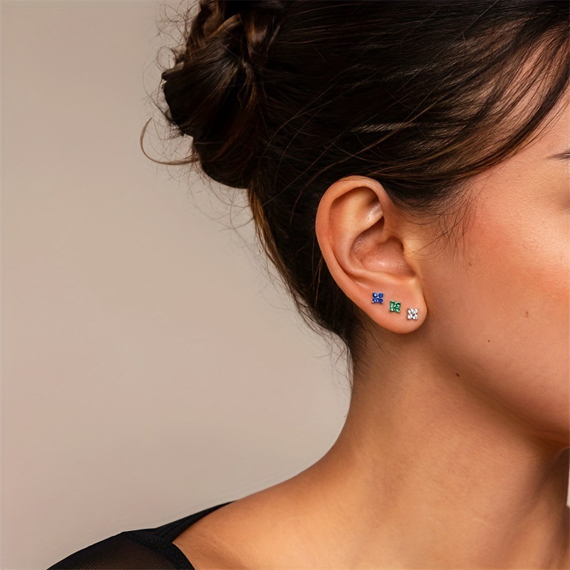 Vintage Multi-Color Clover Stud Earrings