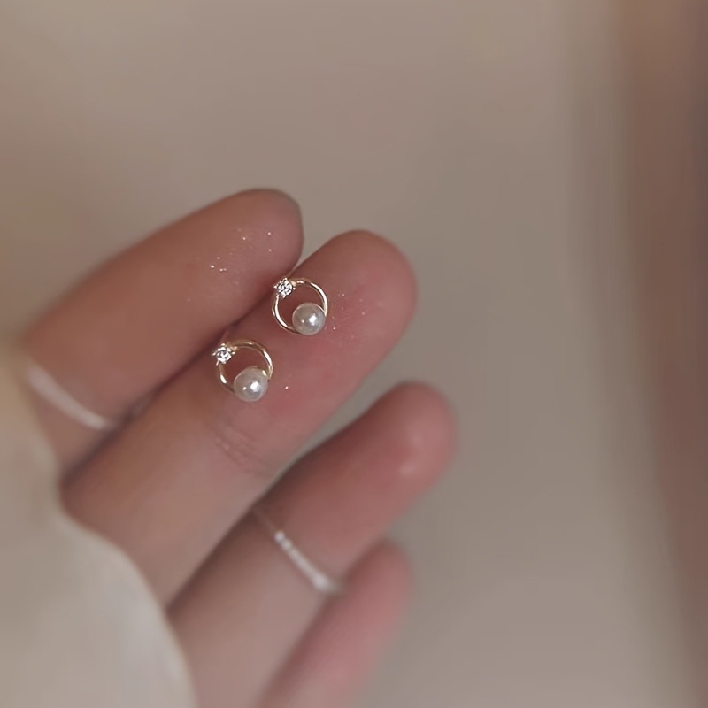 Mini Gold Ring Zircon Stud Earrings