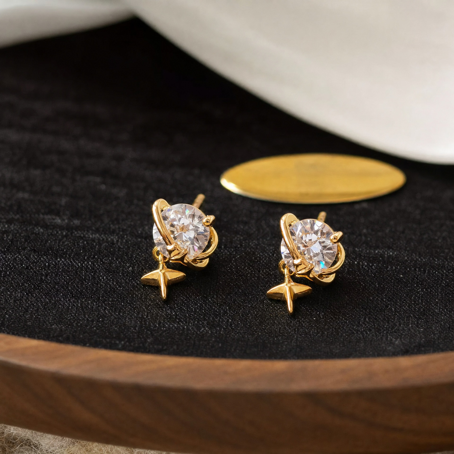 Starlight Planet Dangle Stud Earrings