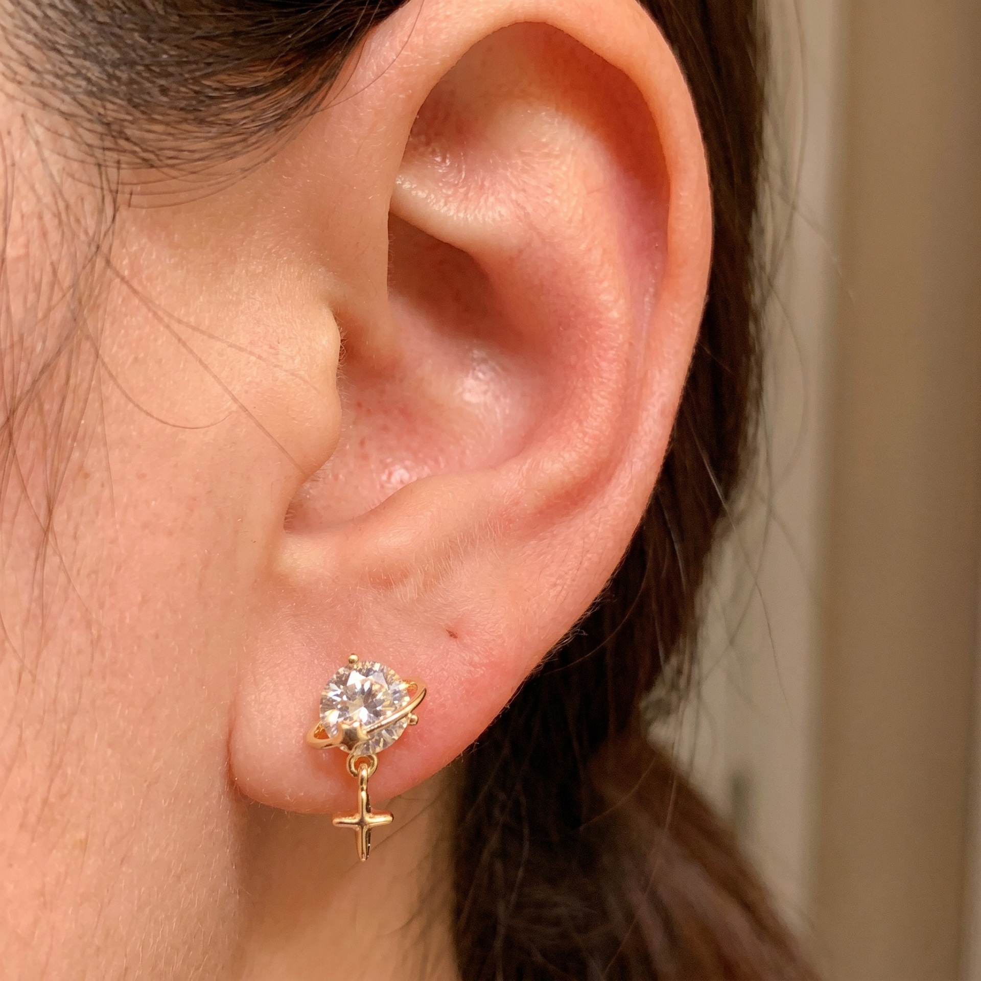 Starlight Planet Dangle Stud Earrings