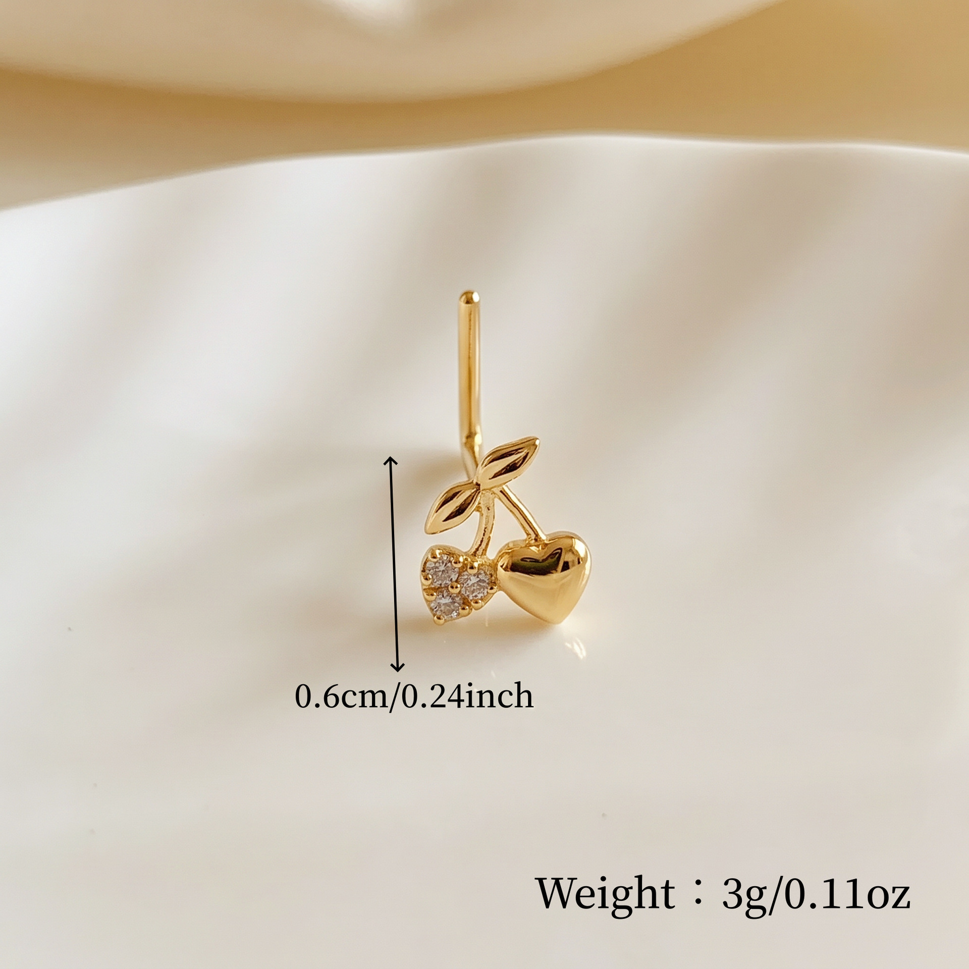 1 bucată Sweet Cool Y2K Cherry Piercing Nose Stud în formă de L Bar Stylish Versatile Nose Pin pentru femei