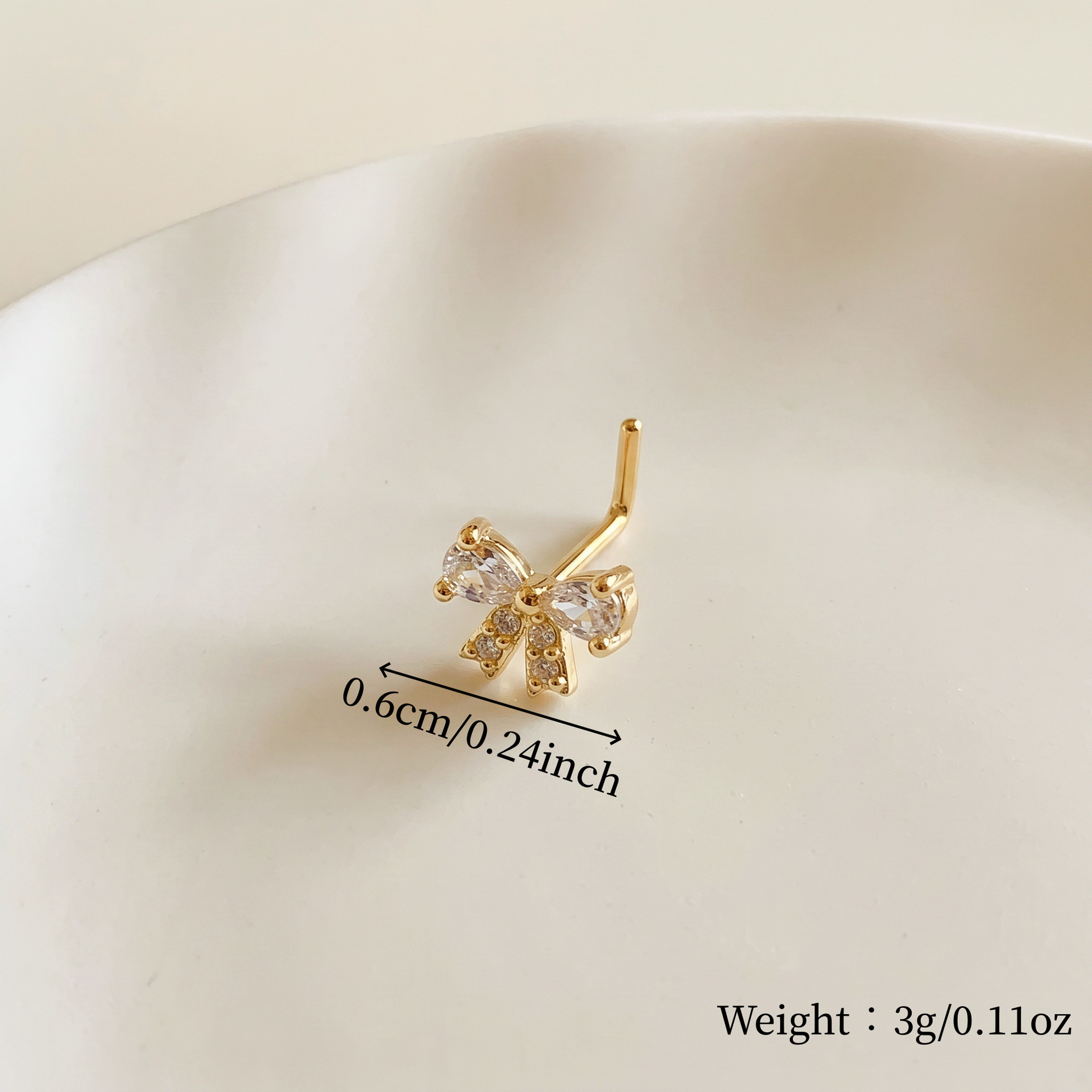 1BUC Cute Bow în formă de L Nose Stud Piercing, Punk elegant și versatil Y2K Nose Pin pentru femei fete
