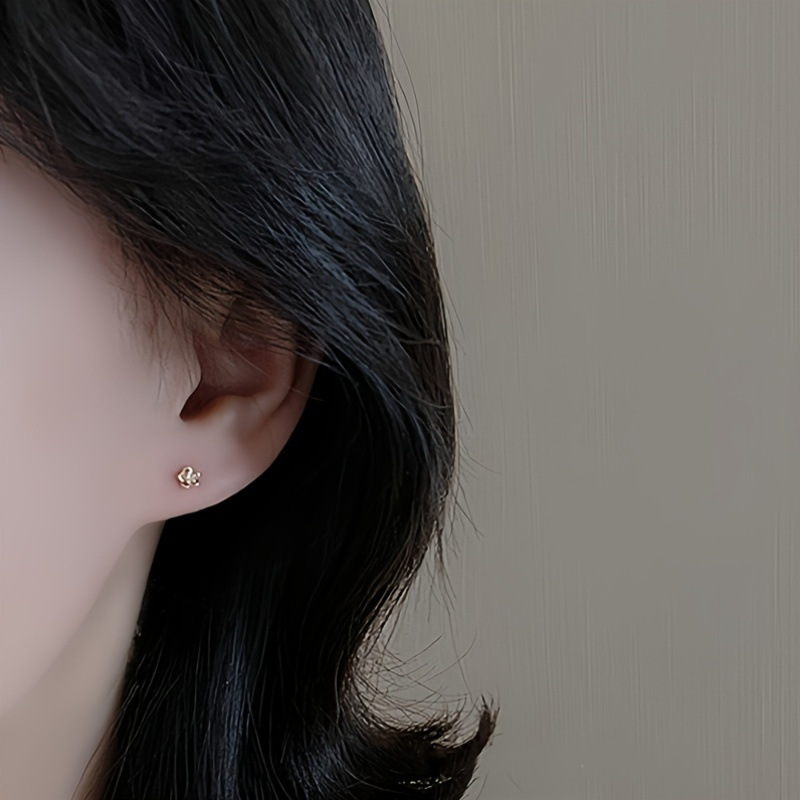 Mini Gold Flower Zircon Stud Earrings