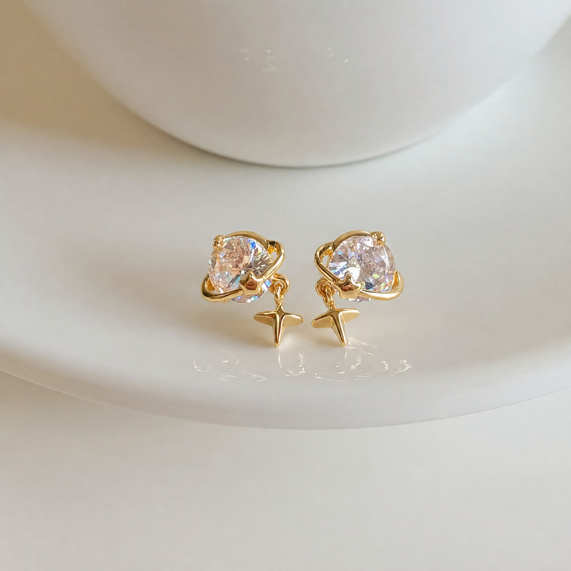 Starlight Planet Dangle Stud Earrings