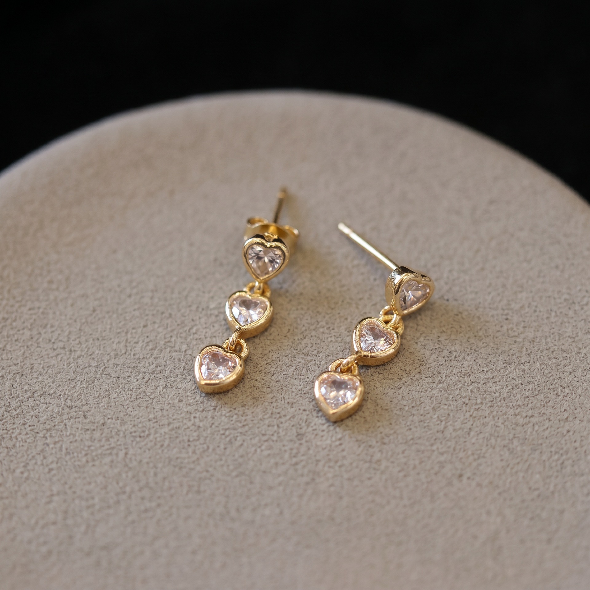 Interlinked Heart Zircon Stud Earrings