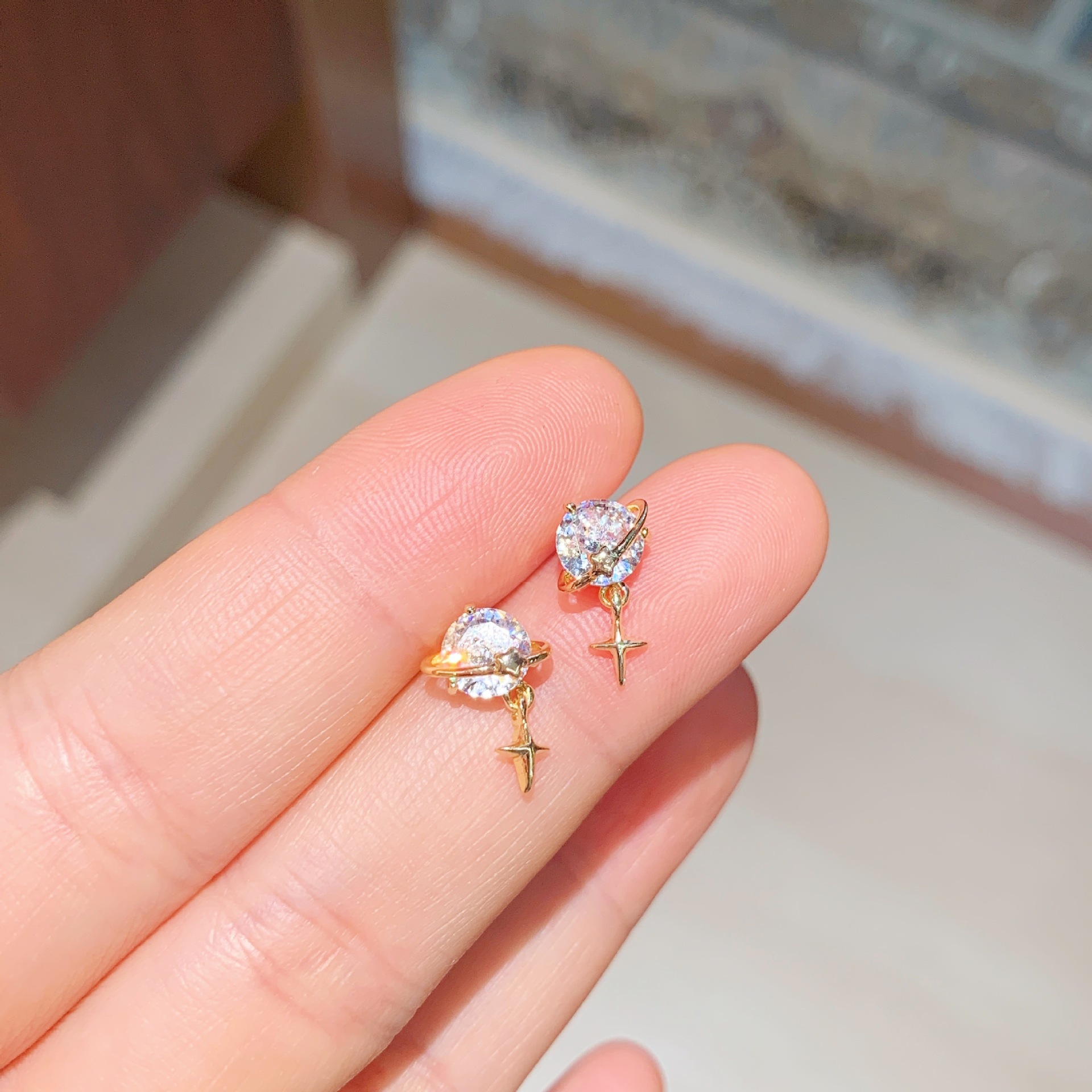 Starlight Planet Dangle Stud Earrings