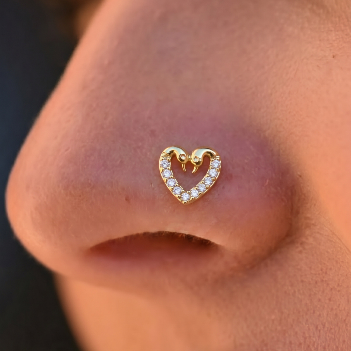 Swan Heart Hollow Zircon Stud Earrings