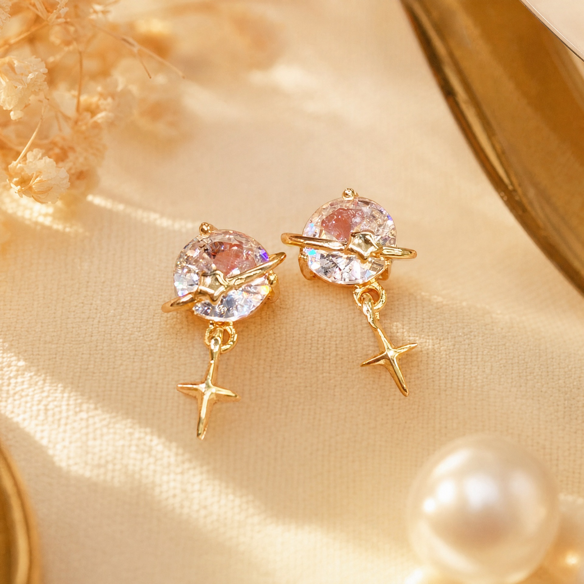 Starlight Planet Dangle Stud Earrings