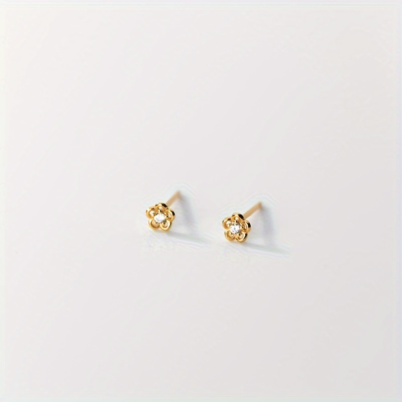 Mini Gold Flower Zircon Stud Earrings