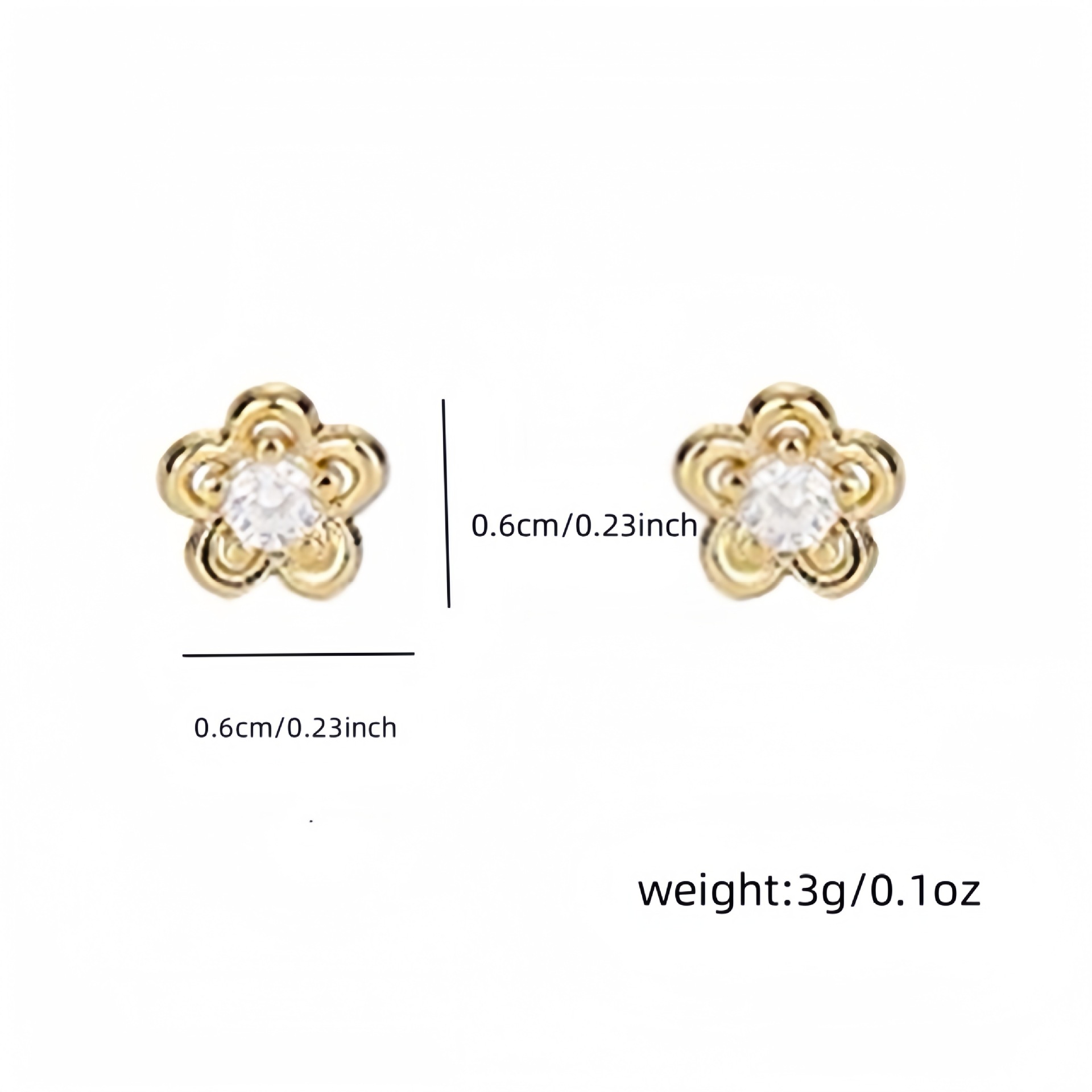 Mini Gold Flower Zircon Stud Earrings