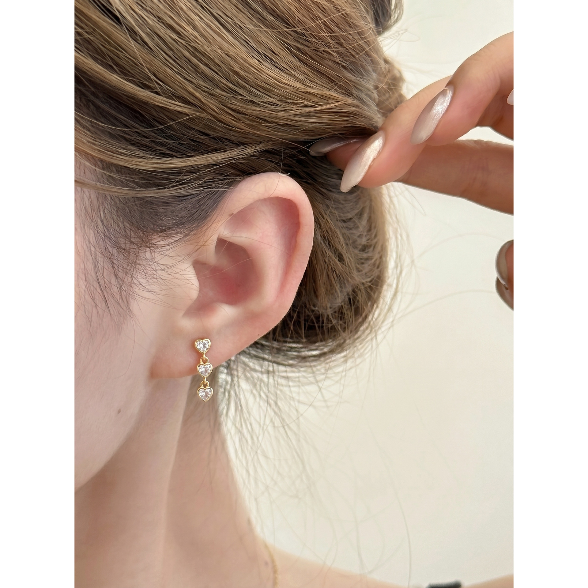 Interlinked Heart Zircon Stud Earrings