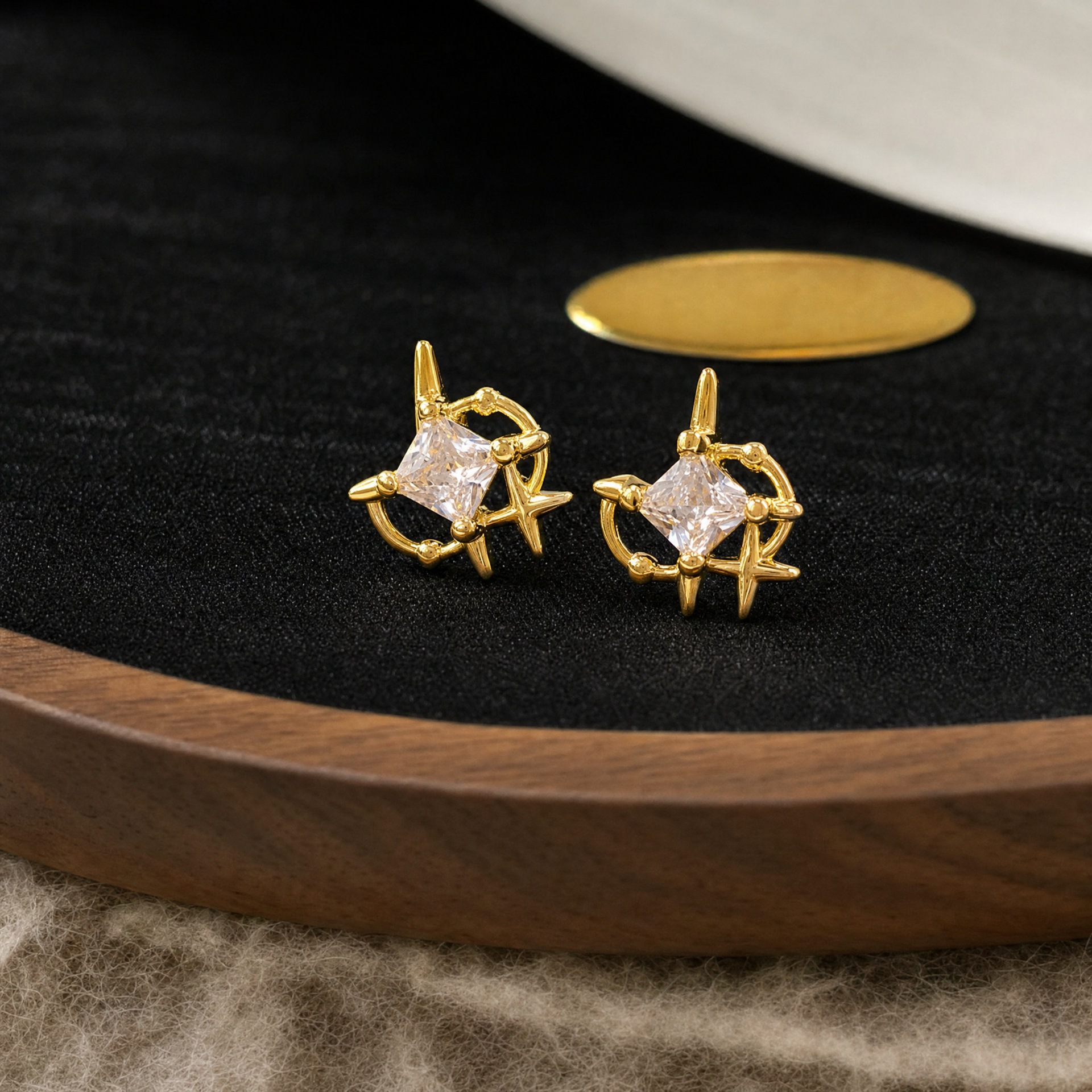 Double-Layer Starburst Cross Stud Earrings