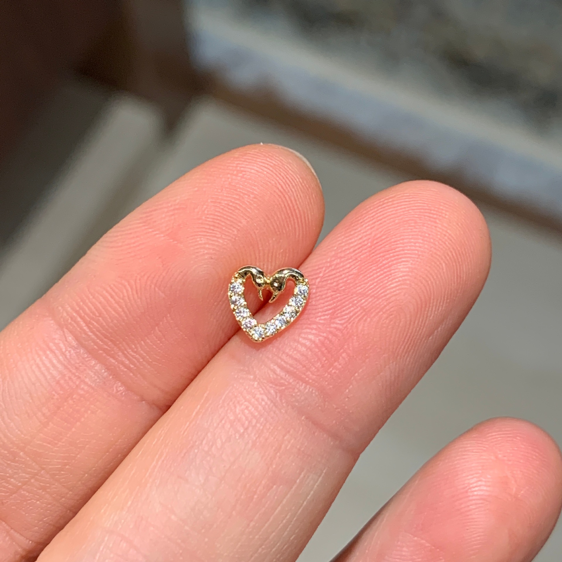 Swan Heart Hollow Zircon Stud Earrings
