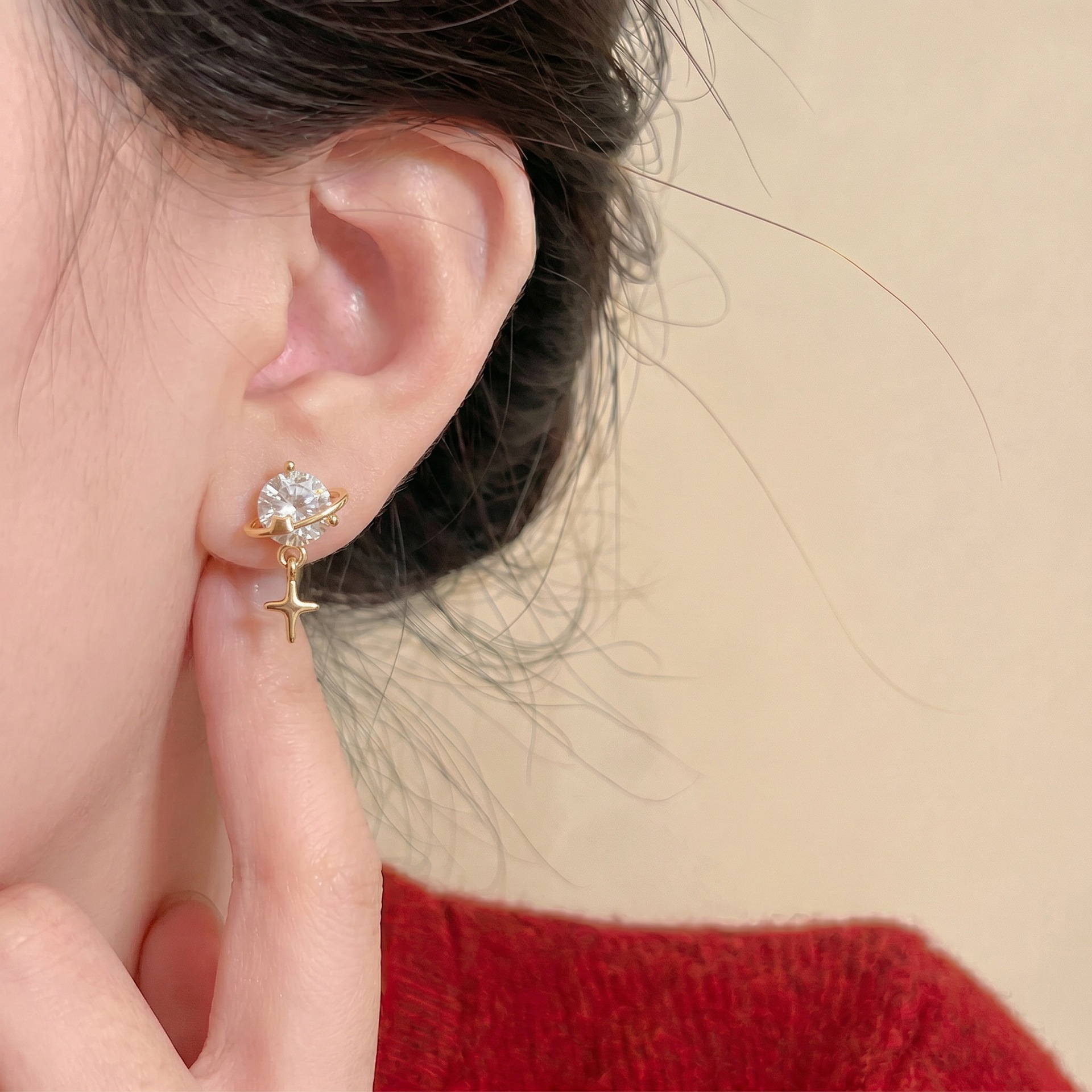 Starlight Planet Dangle Stud Earrings