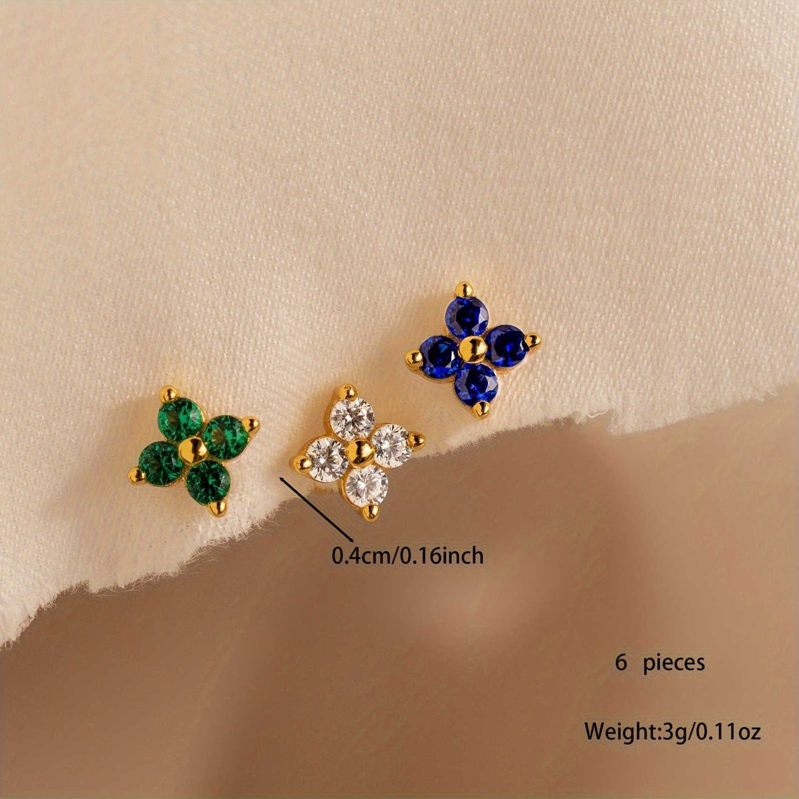 Vintage Multi-Color Clover Stud Earrings