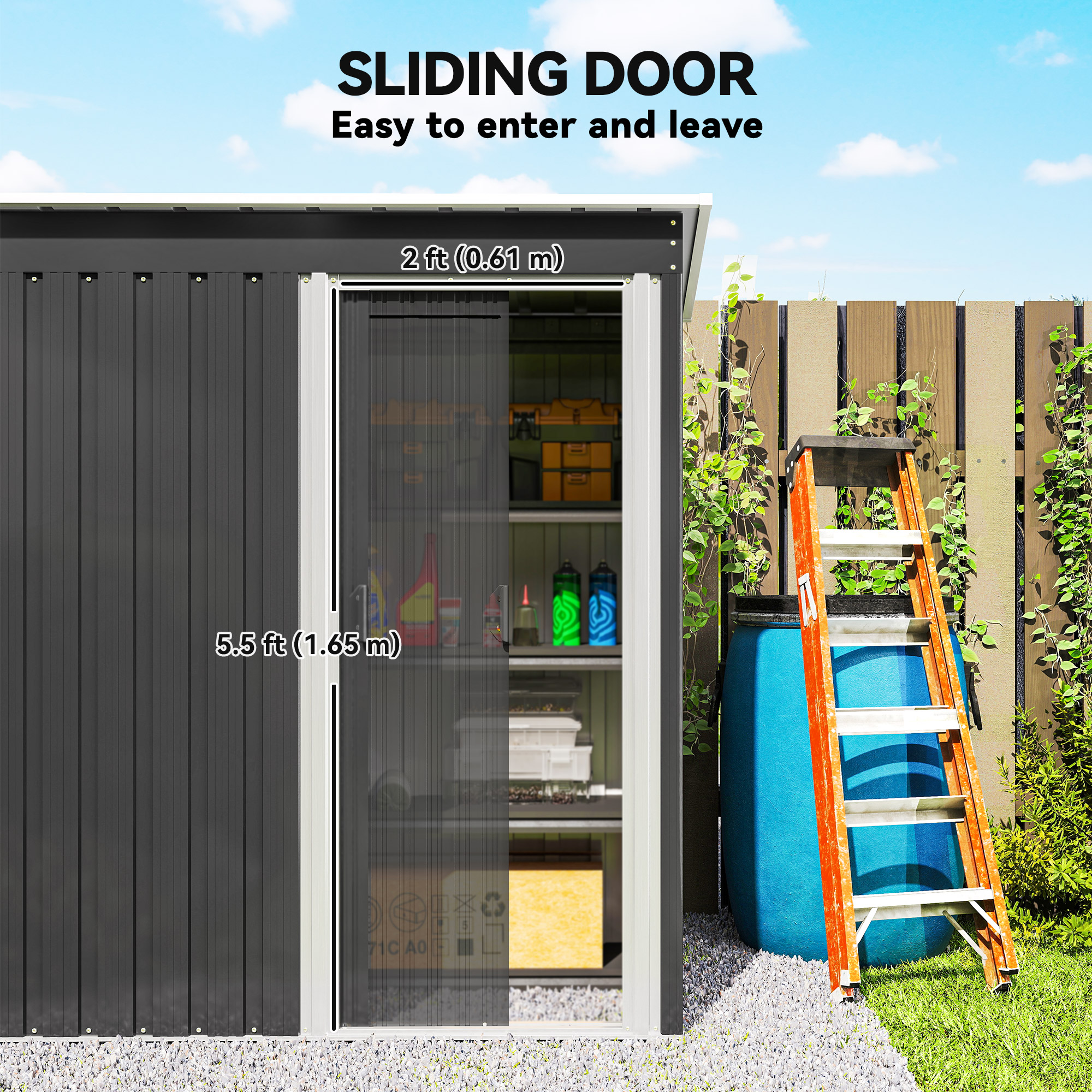 5 X 3ft Garden Storage Shed With Sliding Door And Sloped Roof Outdoor Equipment — image 2