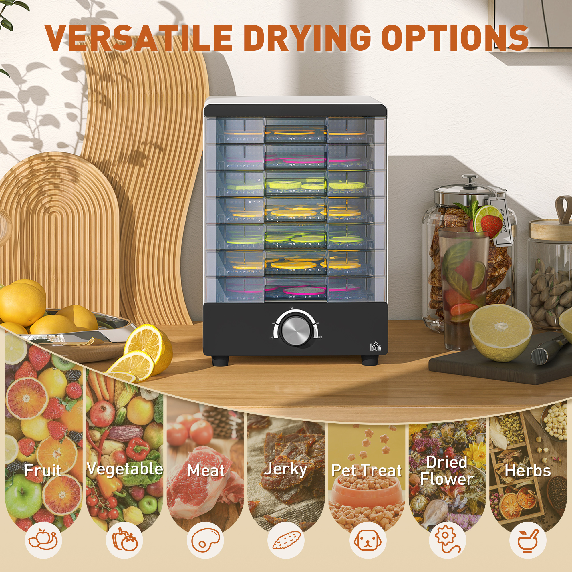 Seven tray,40-70â°c food dehydrator-white