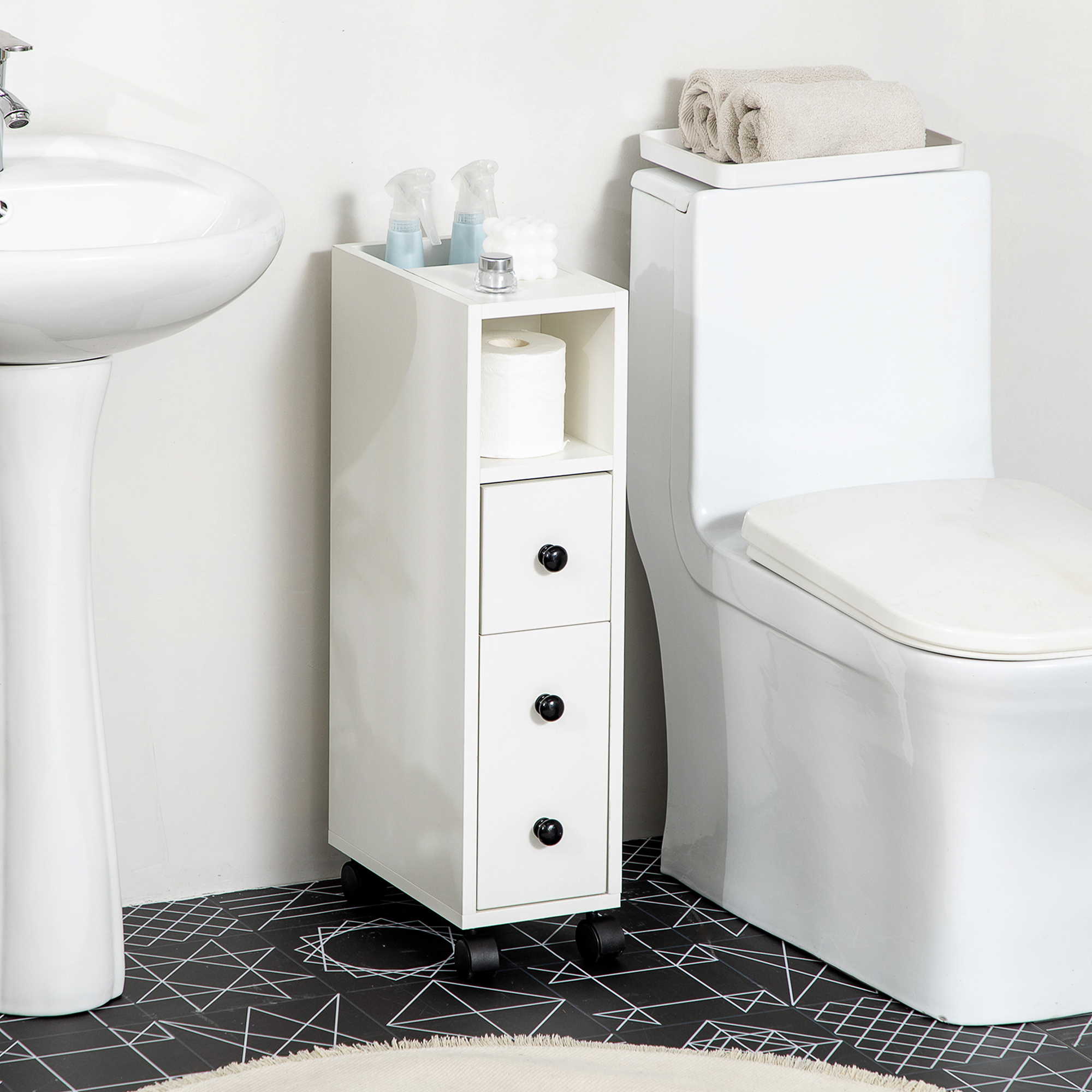 Slimline Bathroom Storage Cabinet-White — image 2
