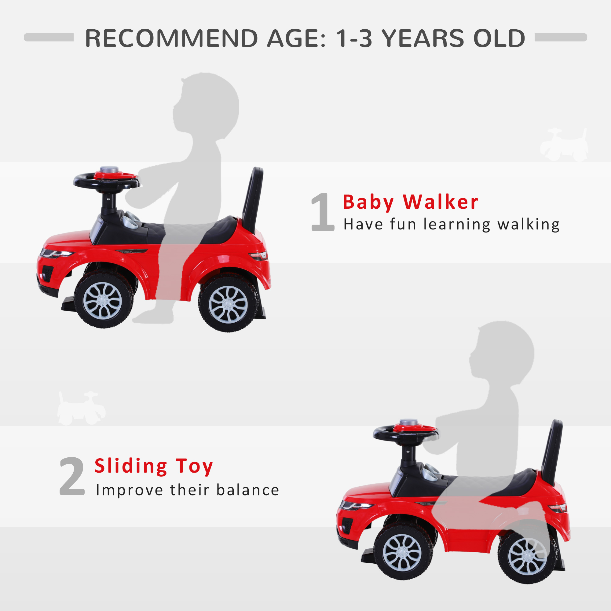 3-in-1 Ride On Car Foot To Floor Slider Toddler W/ Horn Steering Wheel NO POWER — image 2