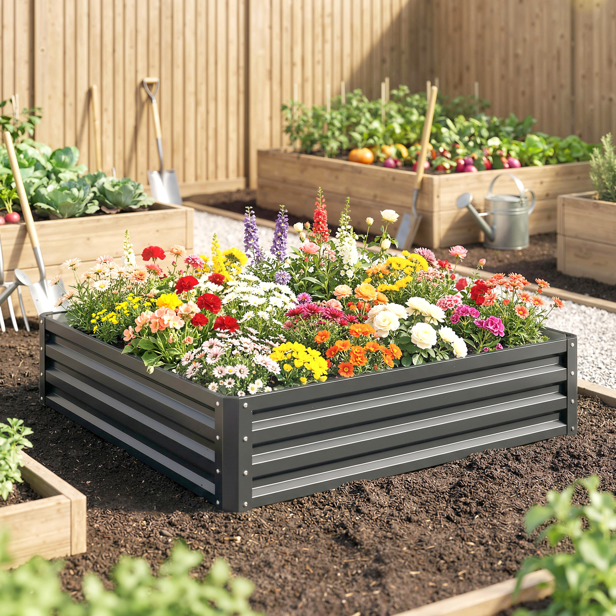 432L Square Raised Garden Bed Box Steel Frame For Vegetables,Flowers — image 5