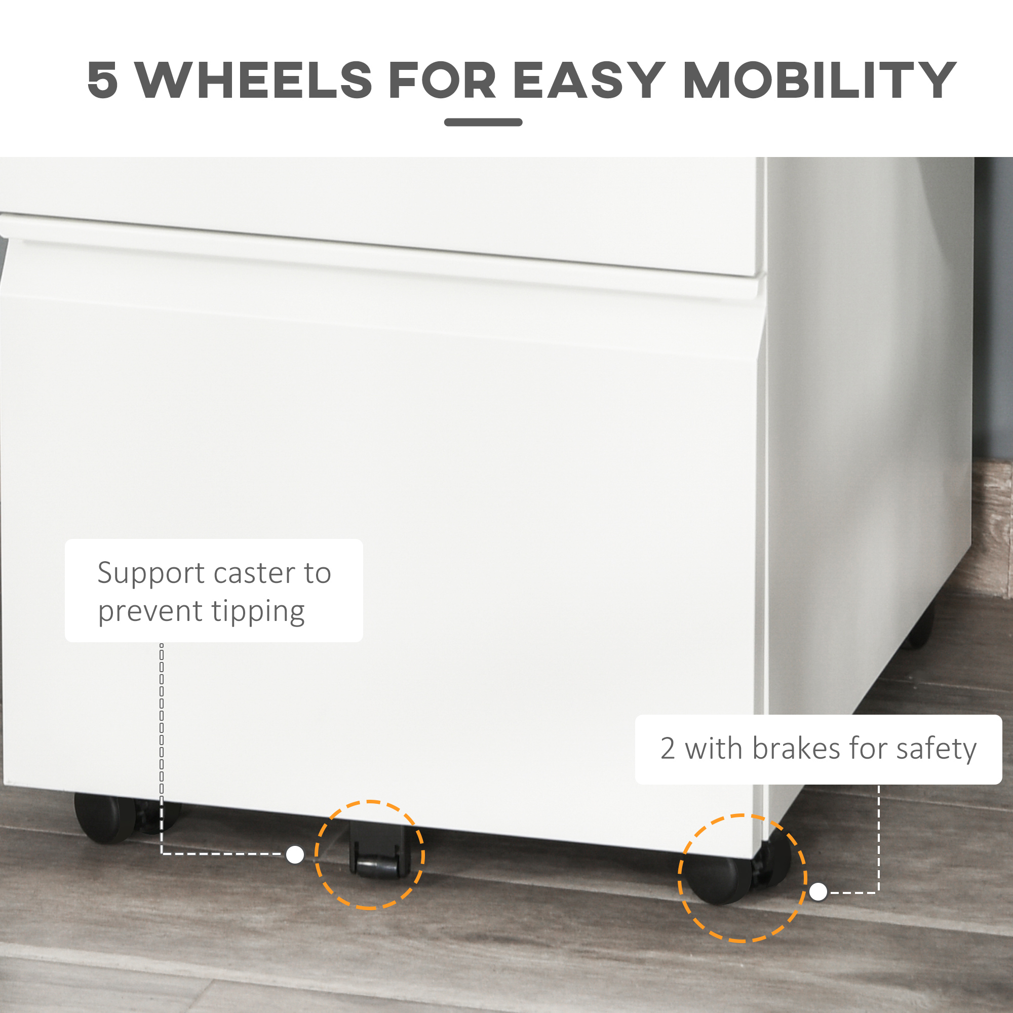 3 Drawer Filling Cabinet,Mobile Metal File Cabinet With Anti-tilt Design — image 2