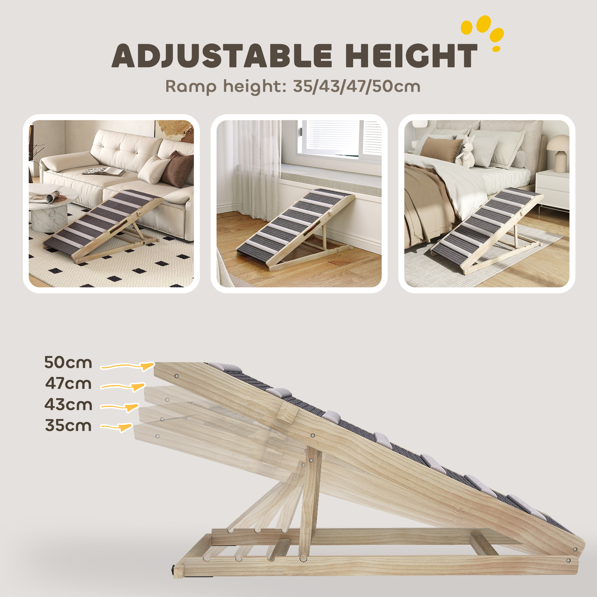 Dog Ramp For Couch,Adjustable Folding Pet Ramp,4 Adjustable Height Climbing — image 3